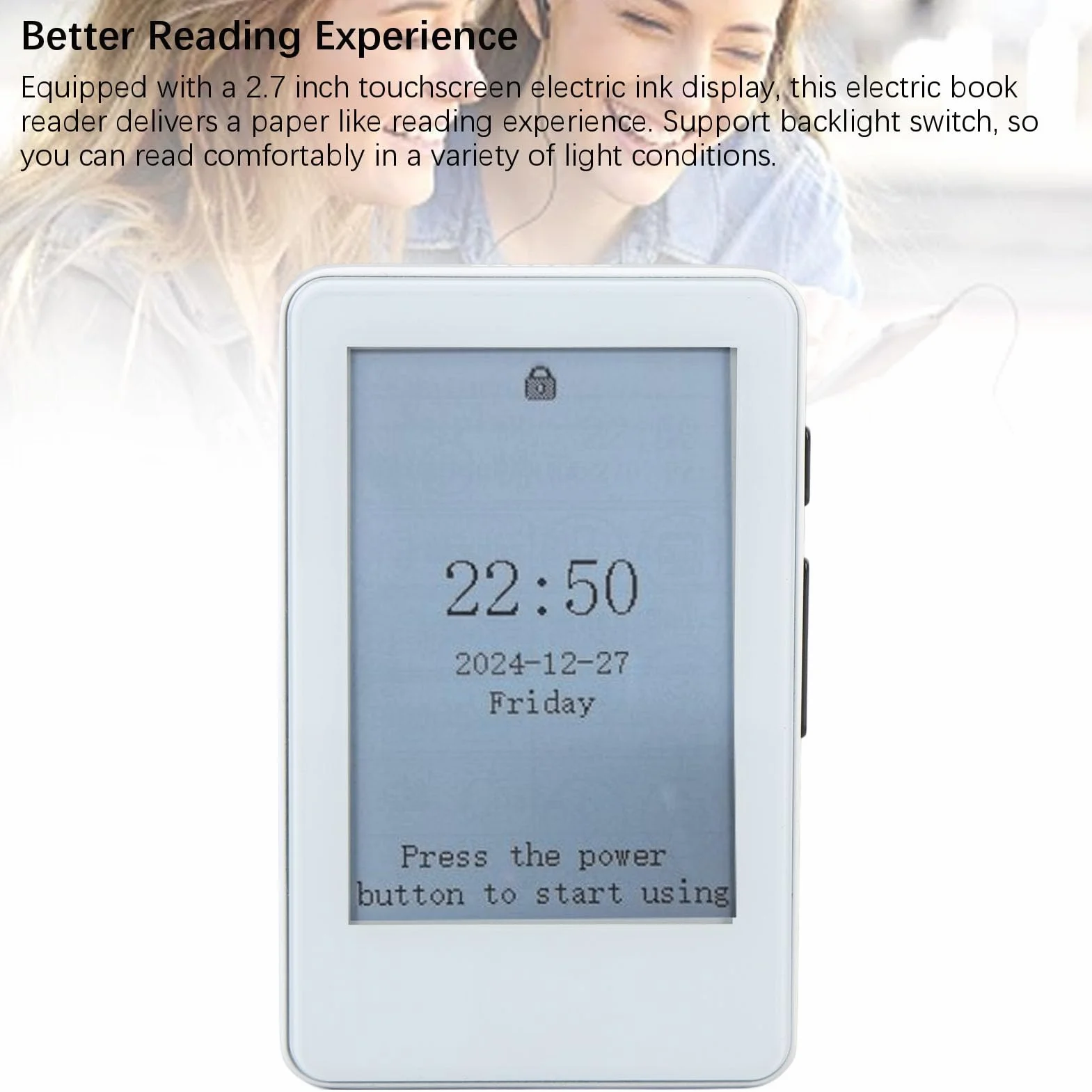 & Ebook Reader, Portable Ereader z 2,7 -calowym Ekranem Atramentowym, Glarefree & Eye Friendly Cyfrowy Tablet Epaper
