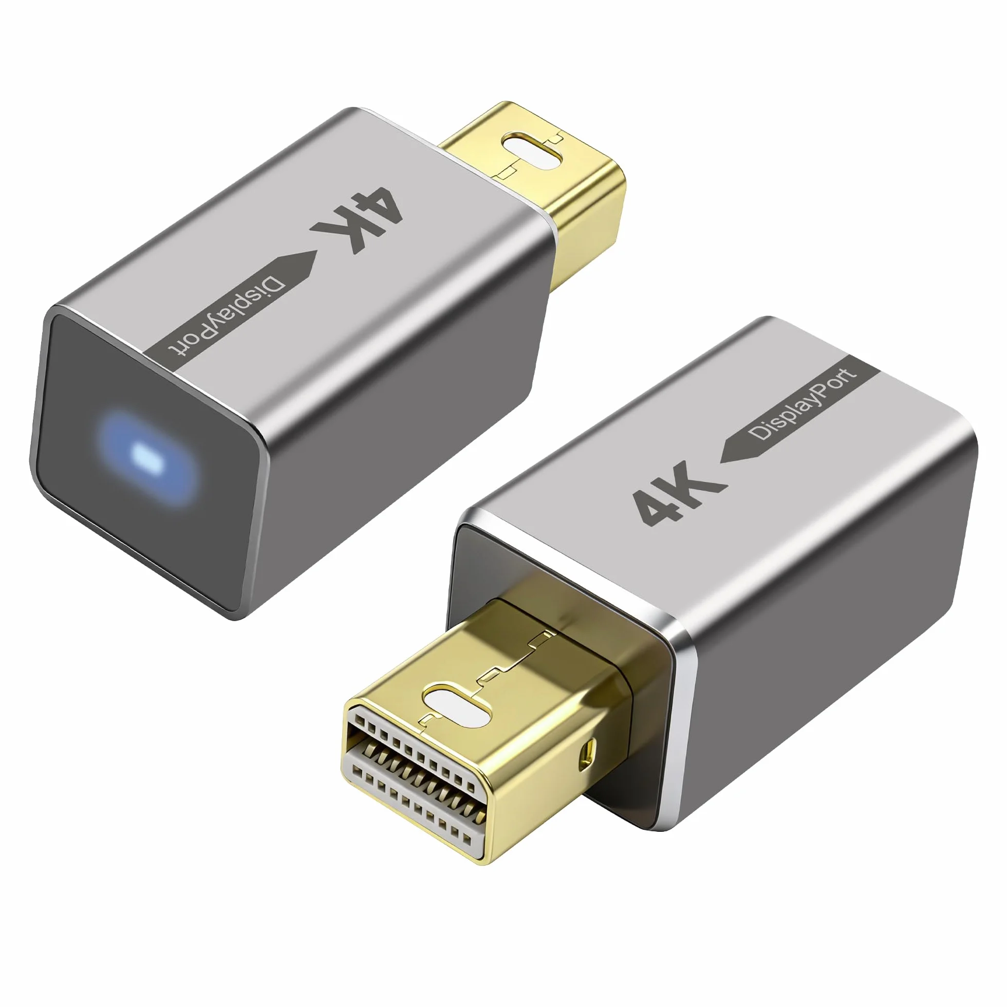 MEIRIYFA Mini DisplayPort Headless Ghost Display Emulator, 4K Mini DP Dummy Plug EDID Emulator Virtual Display Adapter z oświetleniem LED do PC, zdalnego serwera (2 szt.)