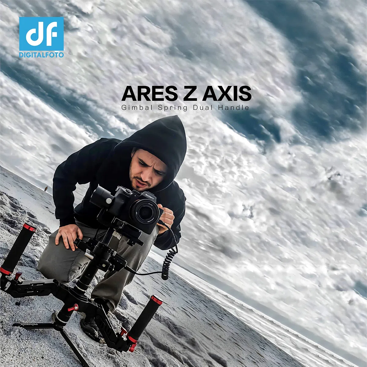 DF DIGITALFOTO ARES Z Axis Spring Dual Handle, elastyczny tłumiący odłączany podwójny uchwyt gimbala, kompatybilny z ZHIYUN Crane 2 MOZA FEIYU DJI Ronin S/S2/RS3/RS3 Pro 3 Axis Gimbal