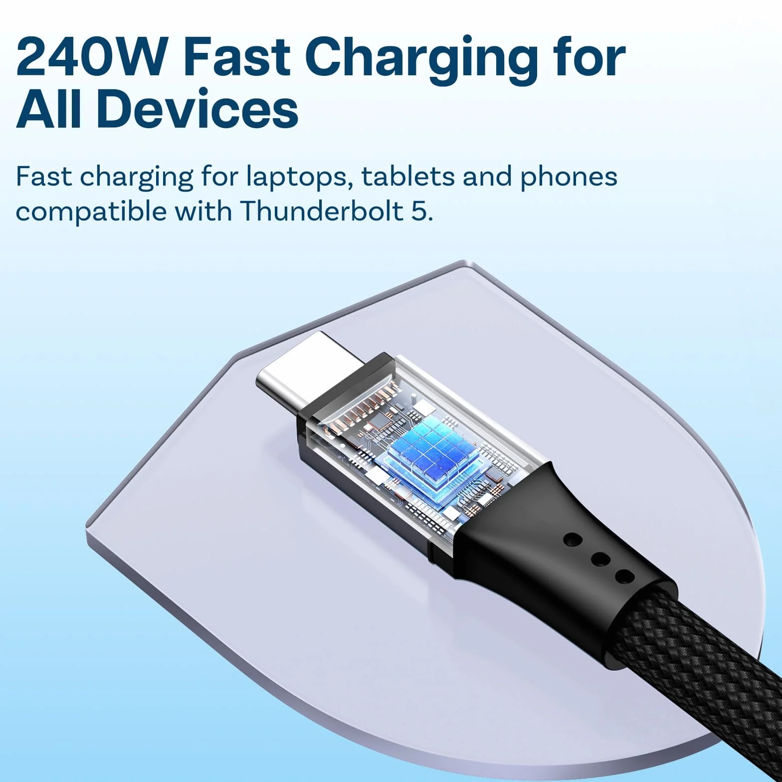 Kabel 80Gb/s do Thunderbolt 5 Firmy MMOBIEL - Kabel w Oplocie Video Display Cable 1m - 120Gb/s Przepustowości, ładowanie 240W do iPhone 17/16 / 15, Thunderbolt 5/4 / 3, USB4, USB-C - Czarny
