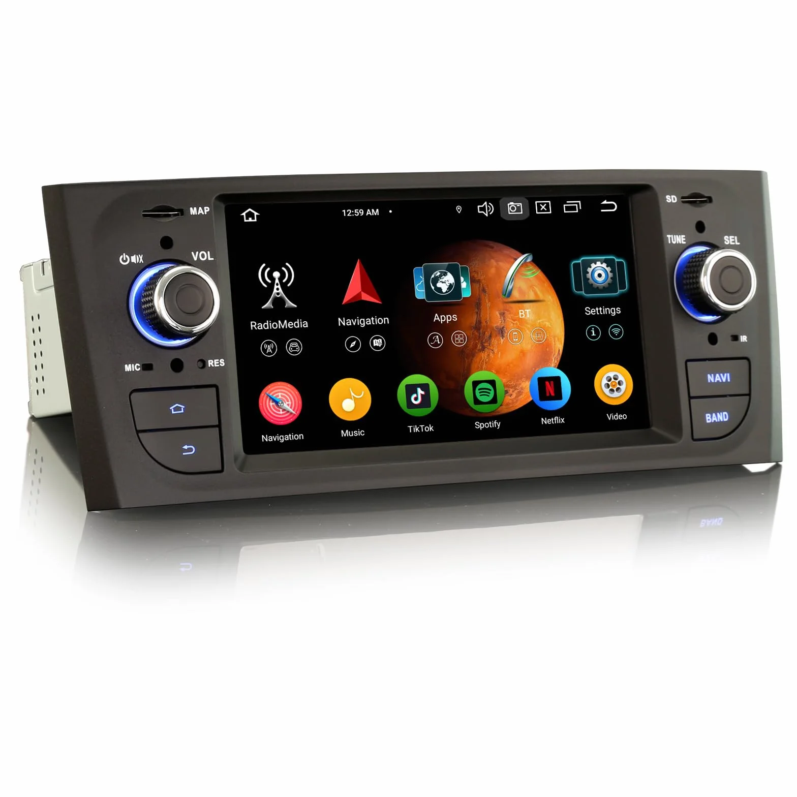 Erisin 8-rdzeniowy 4 GB+64 GB Android 13 GPS radio samochodowe Bluetooth 5.0 nawigacja do FIAT Grande Punto Linea 6,1 cala IPS ekran dotykowy CarPlay Android Auto WiFi 4G