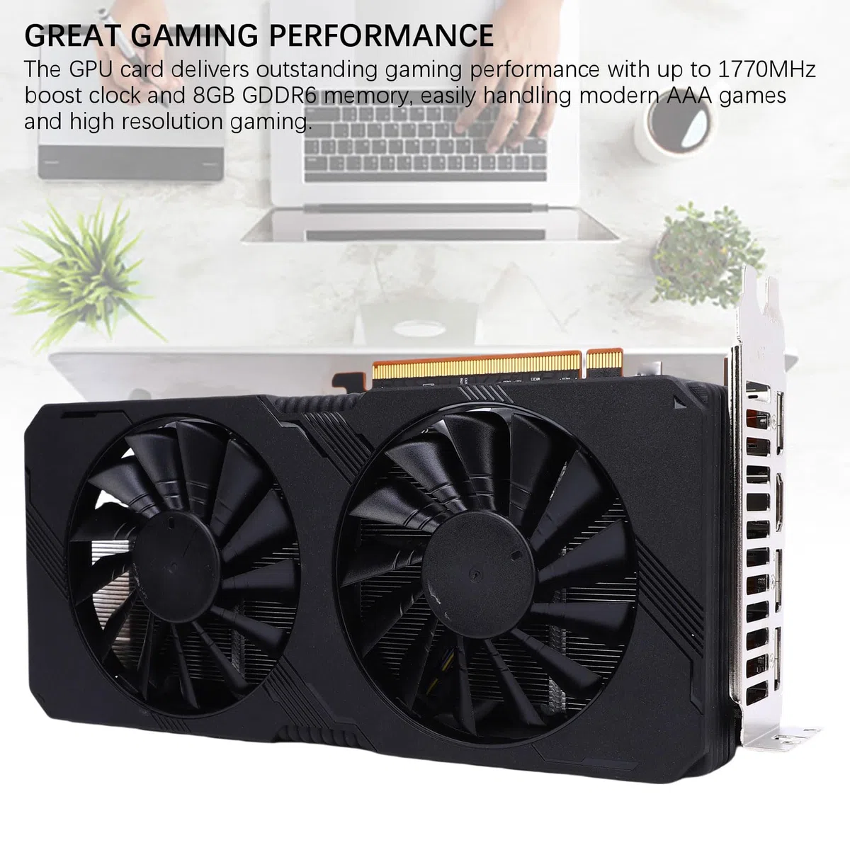 Karta Graficzna 8 GB GDDR6, 256-bitowa Karta Graficzna PCI Express 4.0 X16 do Gier z Zegarem Boost 1770 MHz i Zaawansowanym Chłodzeniem, do Gier na Komputerze Stacjonarnym i