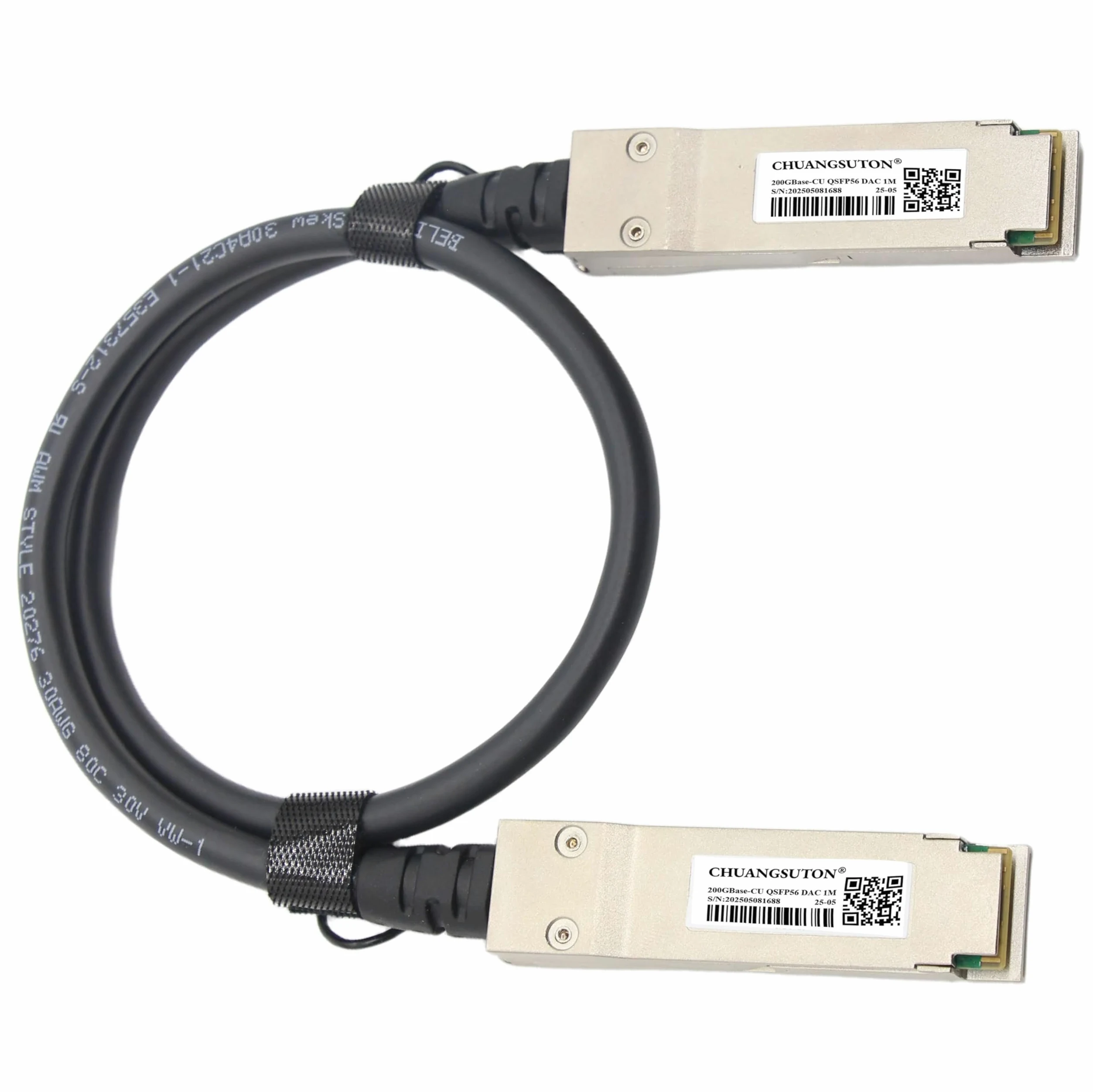 Kabel 200G QSFP56 do QSFP56 PAM4 DAC, Ethernet, pasywny, bezpośredni podłączany, miedziany kabel Twinax, kompatybilny z NVIDIA/Mellanox MCP1650-V00AE30 (0,5 m / 1,64 ft)