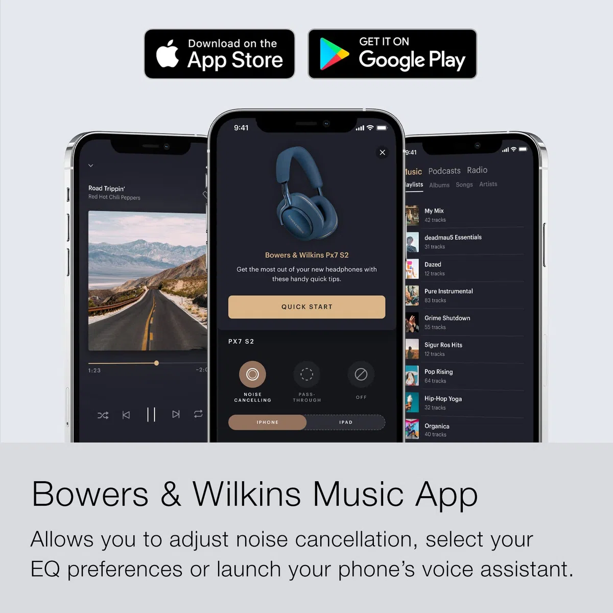 Bowers & Wilkins PX7 S2 bezprzewodowe słuchawki nauszne z redukcją szumów z Bluetooth 5.0 i szybkim ładowaniem, 30 godzin odtwarzania i wbudowanym mikrofonem - niebieskie