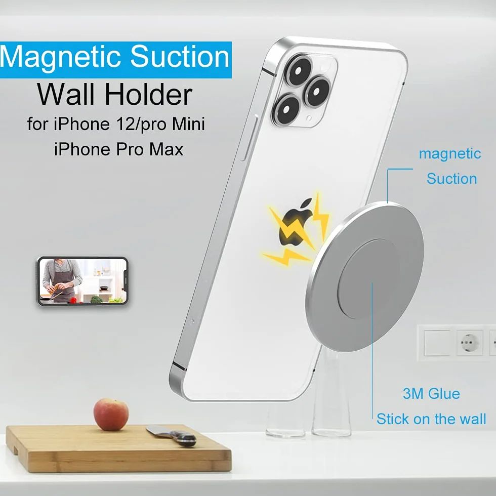 Magnetyczny uchwyt ścienny do iPhone 15/14/13/12 Pro mini Pro Max 2 sztuki