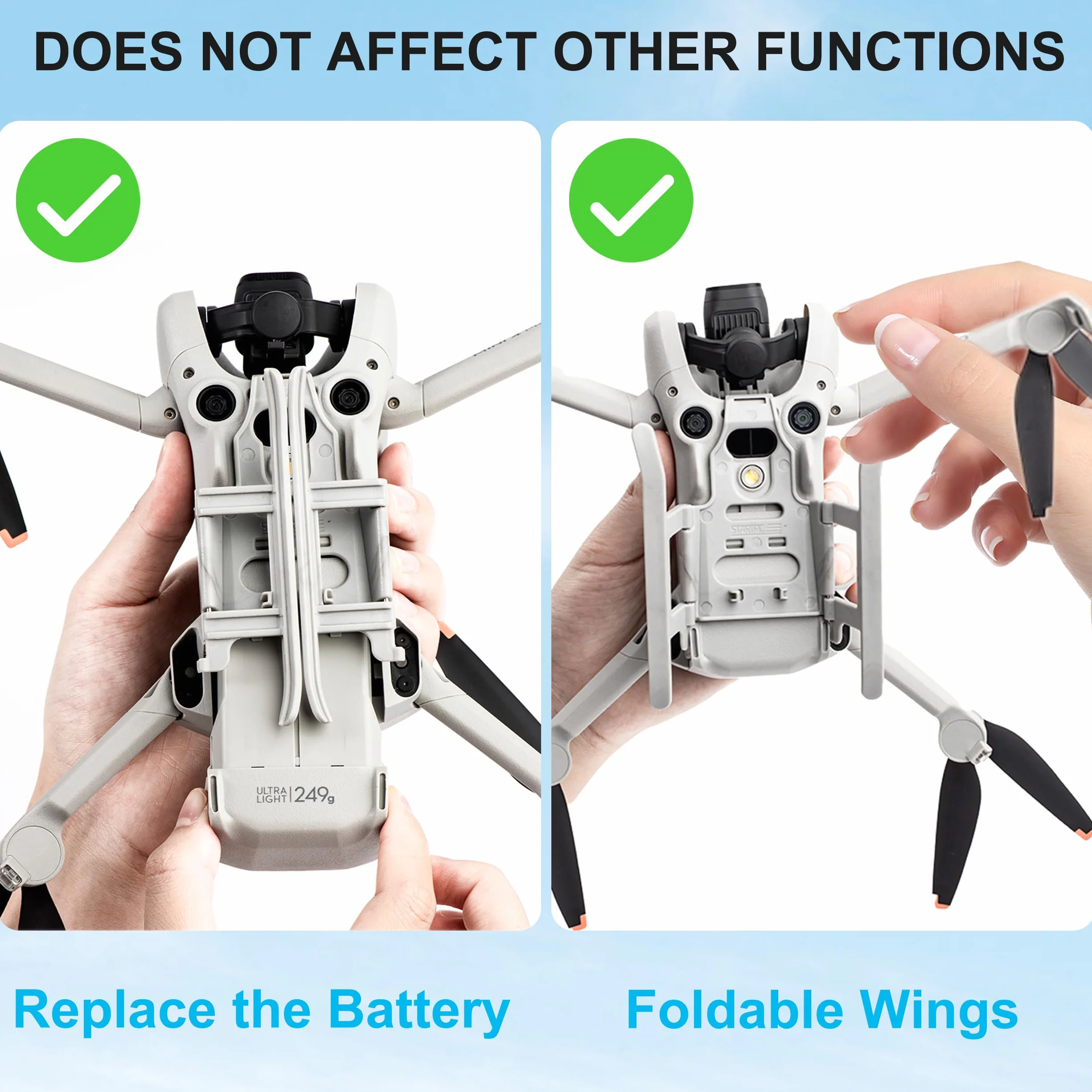 Noga podwozia kompatybilna z DJI Mini 4 Pro przedłużony składany dron narzędzia do lądowania Mini 4 Pro Drony szary