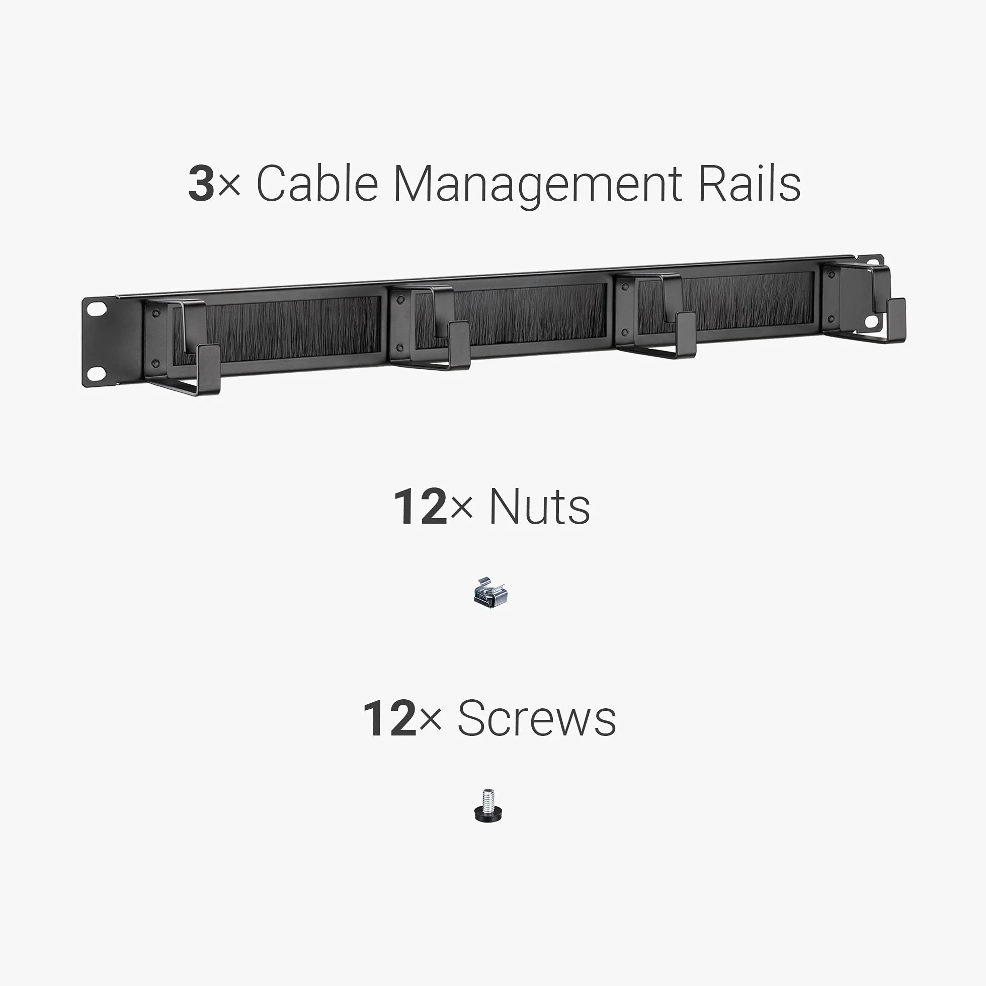 kwmobile 3X 19 cali Rack Kabelmanager - z 4 metalowymi pierścieniami i szczotkami do otworów kabli - szafka serwerowa szafka sieciowa zarządzanie kablami przewody