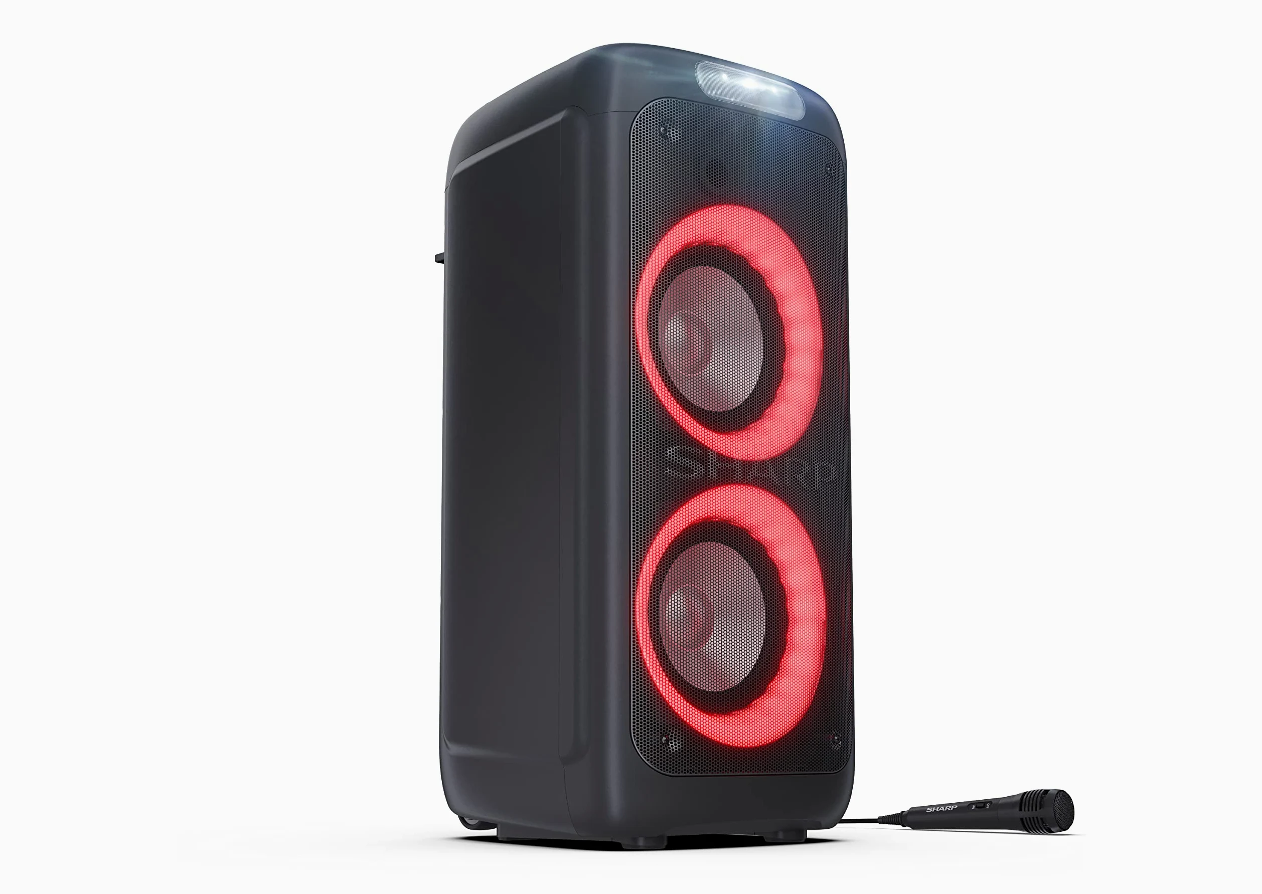 Sharp PS-949 głośnik imprezowy, 12 godzin odtwarzania z wbudowaną baterią, migającą diodą LED, bezprzewodowe przesyłanie muzyki Bluetooth i super bas.