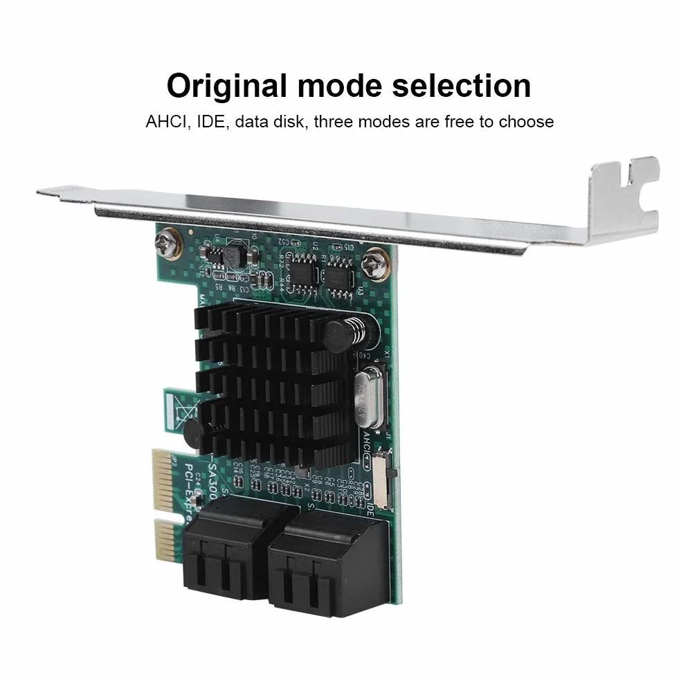 Goshyda Karta rozszerzeń SATA 3.0, 4-portowa karta rozszerzeń PCIE do SATA 3.0, adapter karty kontrolera 6G z większym radiatorem i przegrodą 2U