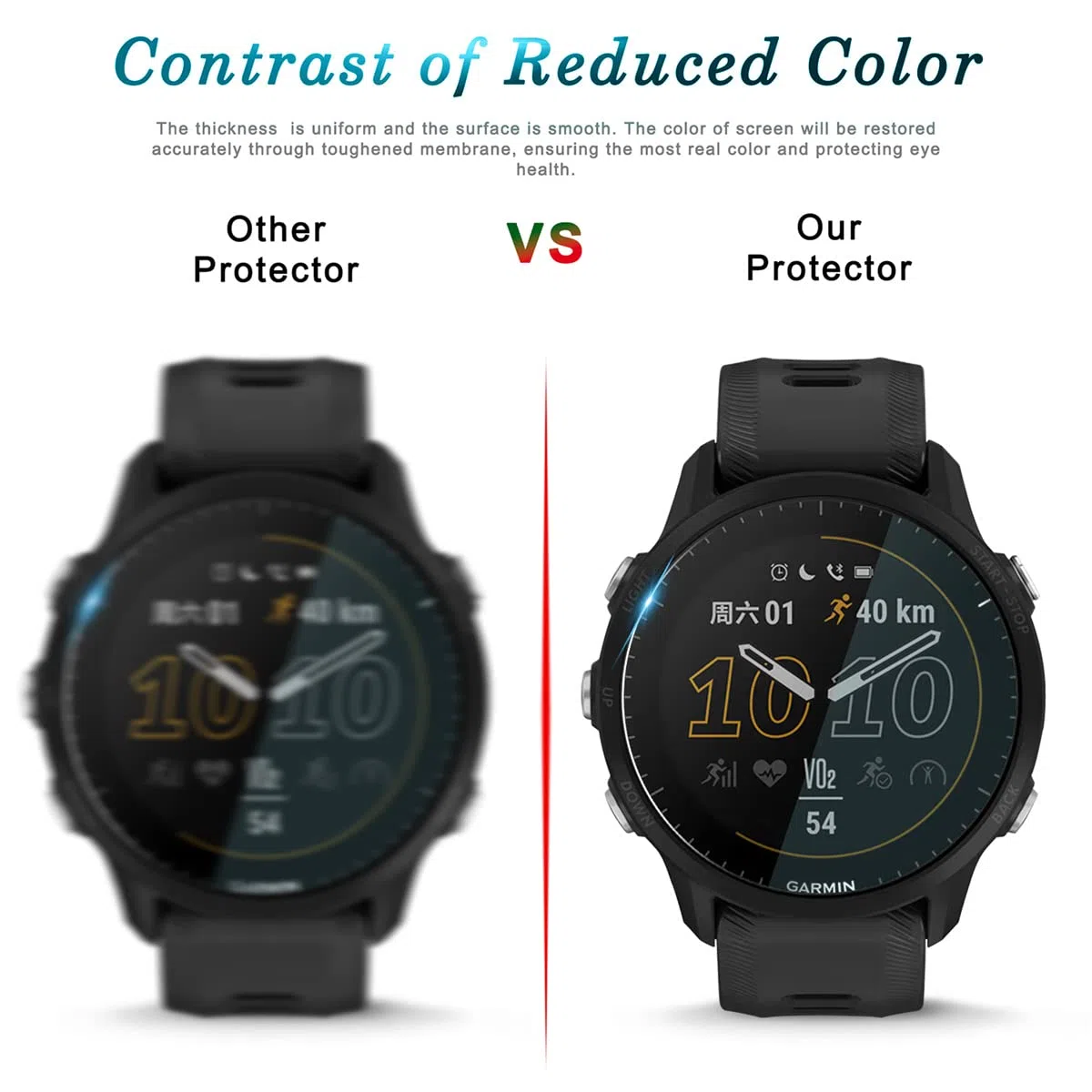 Diruite 4 Sztuki Ochraniacz Ekranu do Garmin Forerunner 955/955 Solar,HD Szkło Hartowane Folia Ochronna do Garmin Forerunner 955/955 Solar Smartwatchy[Anti-scratch,Bez Bąbelków]
