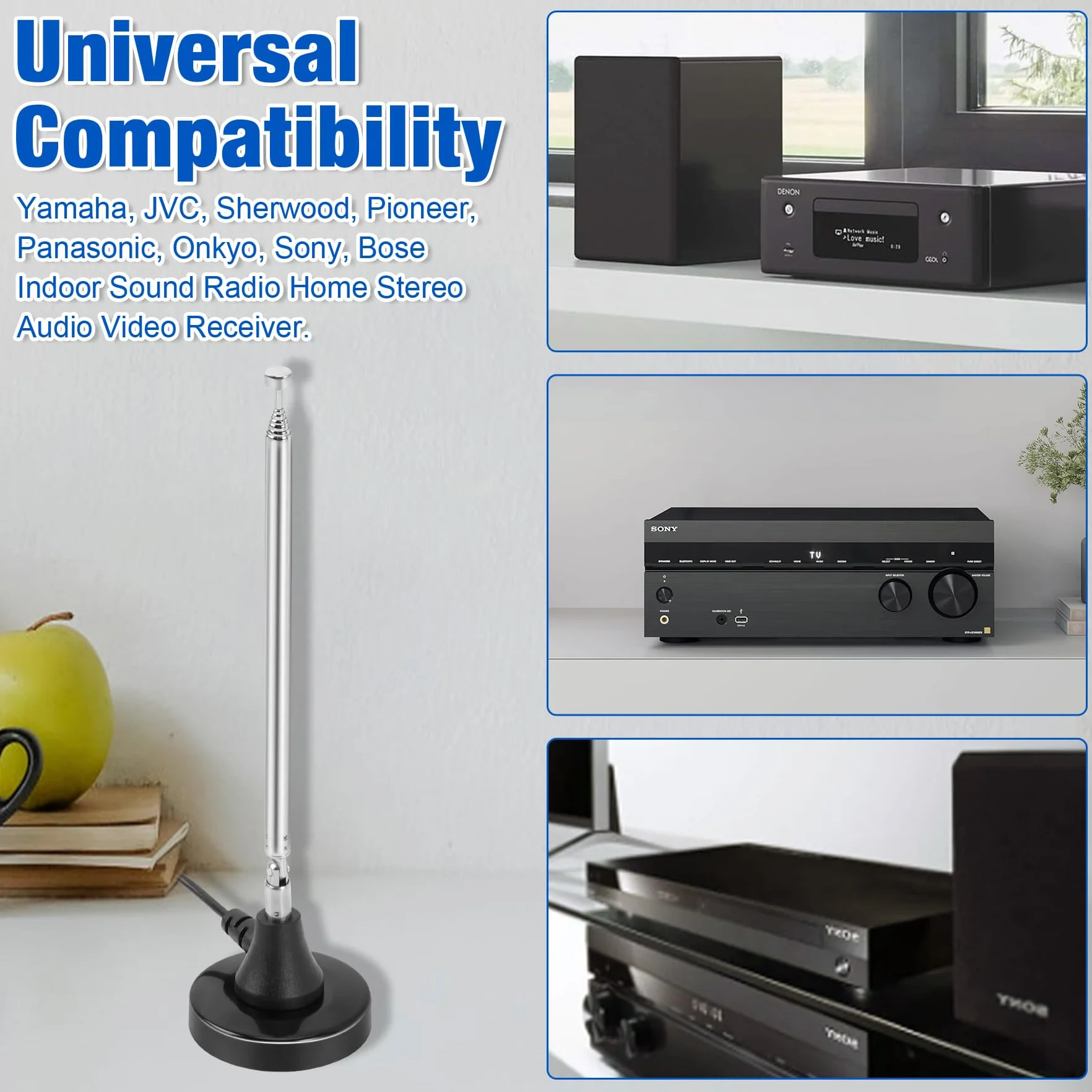 Antena radiowa DAB+ FM teleskopowa z podstawą magnetyczną do Denon Pioneer Onkyo Marantz