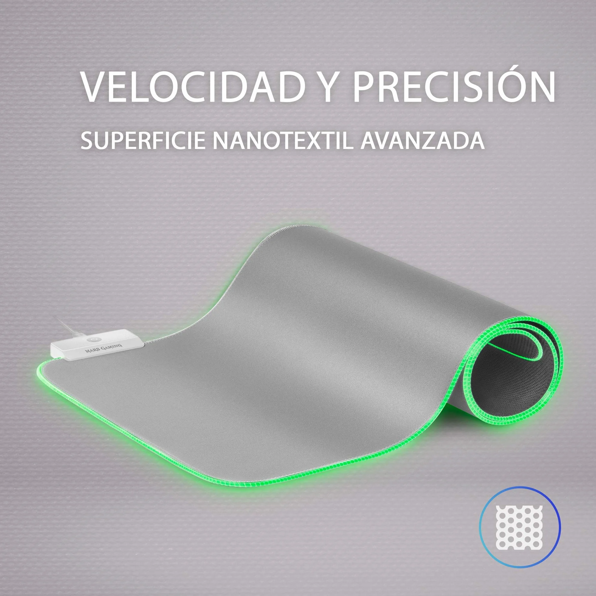 Mars Gaming MMPRGB2S, podkładka pod mysz XXL, RGB, 12 tryby, 2 USB 2.0, biało-srebrna