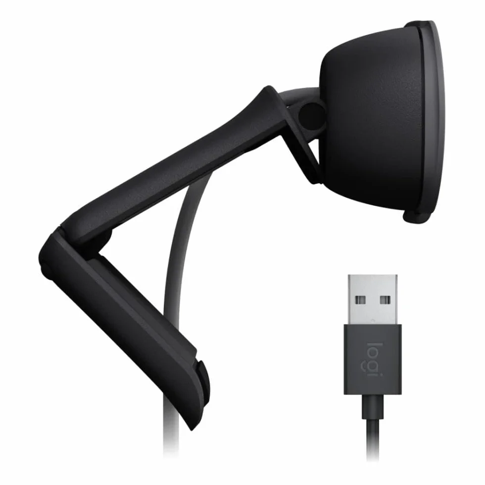 Logitech Brio 105 biznesowa kamera internetowa z Full HD i 1080p, automatyczne wyrównanie oświetlenia, USB-A, maskownica, łatwa konfiguracja, kompatybilna z Windows, macOS, ChromeOS - grafitowa