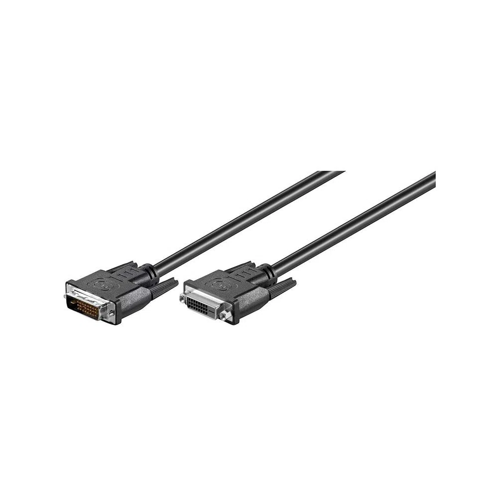 Goobay 50855 DVI D przedłużacz/Full HD 2560 x 1600p kabel do monitora/DVI D Dual Link 24+1 pin wtyczka na gniazdo/przedłużacz kabla do ekranu/czarny / 2 m