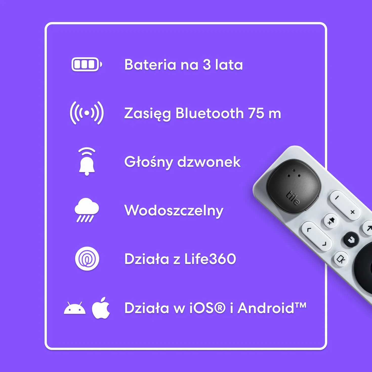 Tile by Life360 Sticker - mały lokalizator Bluetooth do znajdowania pilotów, rowerów, okularów i innych rzeczy. Zgodność: iOS i Android. Znajdowanie telefonu. 1 szt. (czarny)