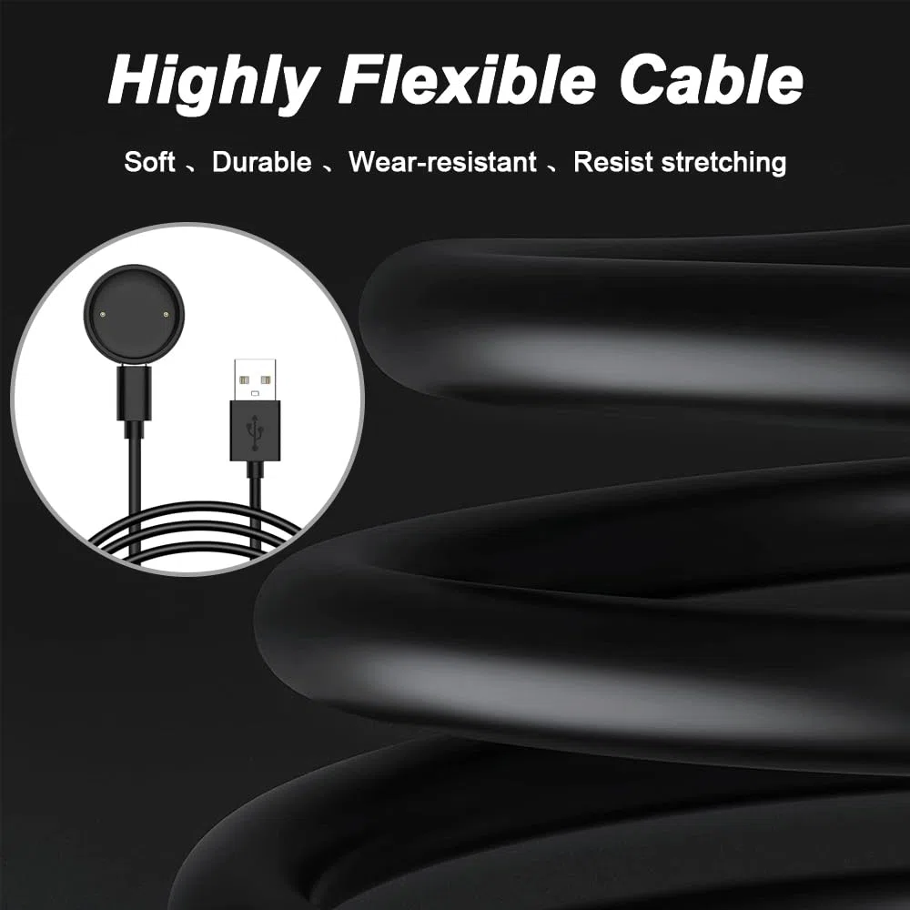 Xiatiaosann Kabel do ładowania USB do Amazfit Active 2 / Bip 6, zamienny kabel do ładowania, stacja ładująca typu C, z adapterem typu C na USB (2 sztuki, 60 cm/23,6 cala)