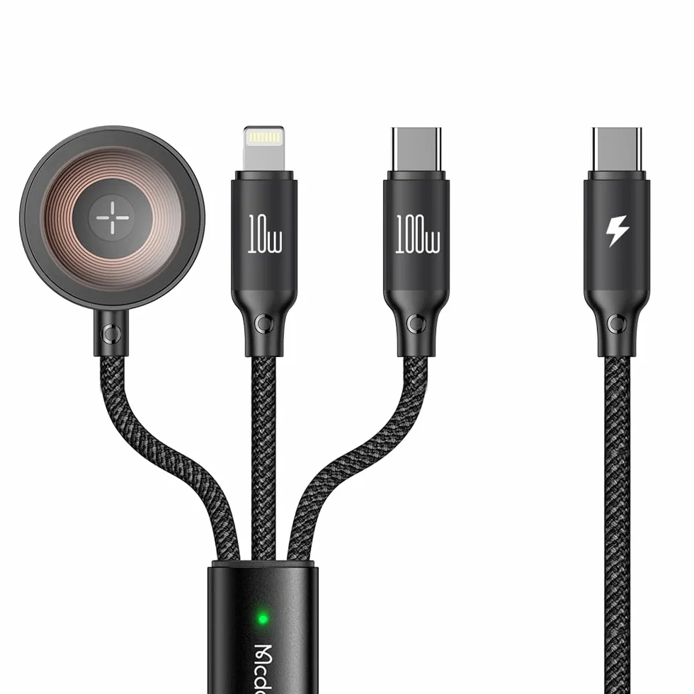 mcdodo Apple Watch 3 w 1 szybkie ładowanie magnetyczne USB-C kabel 100 W kompatybilny Watch Series Ultra 9 8 7 6 5 4/3 SE