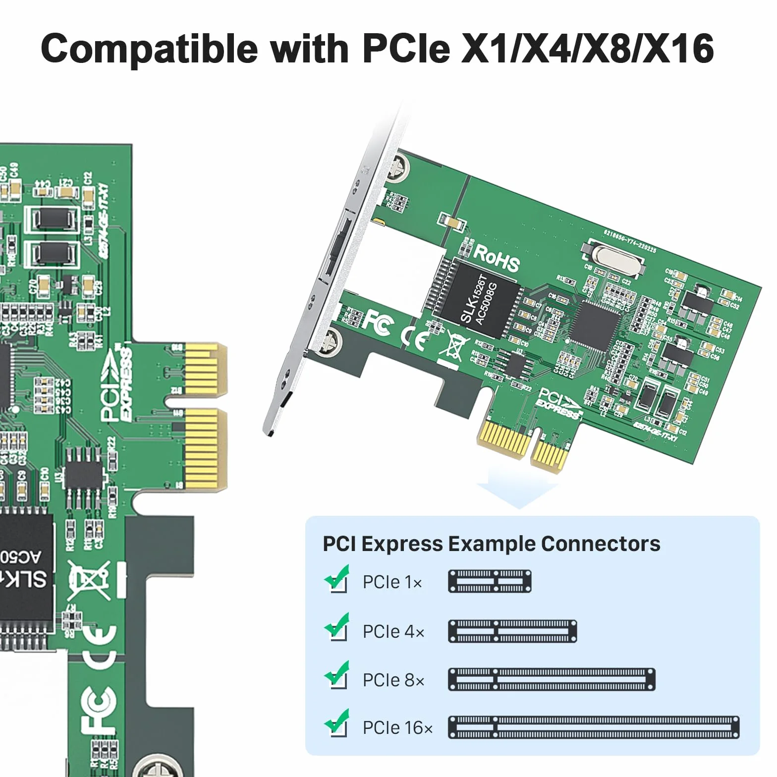 10Gtek 10/100/1000Mbps Gigabit PCI-e adapter sieciowy (NIC) z chipem Intel 82574L | Single Copper RJ45 Port | PCI-e X1 | Porównaj do Intel EXPI9301CT / EXPI9301CTBLK
