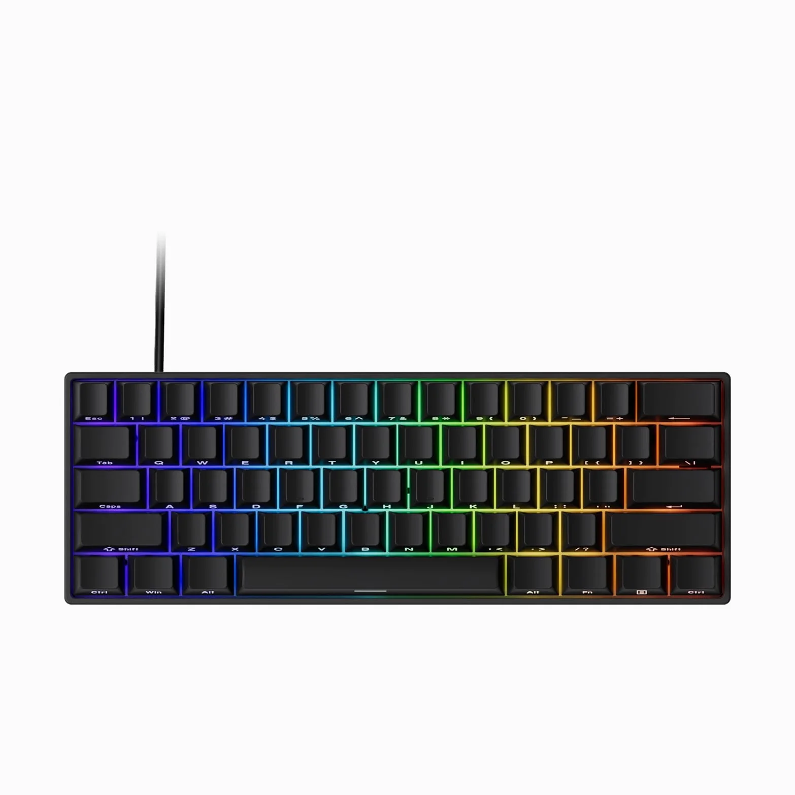 MONSGEEK FUN60 Pro Rapid Trigger klawiatura do gier, częstotliwość skanowania 16K SP przełącznik magnetyczny HE klawiatura przewodowa klawiatura 60% czarna błyszcząca (odblaskowy przełącznik