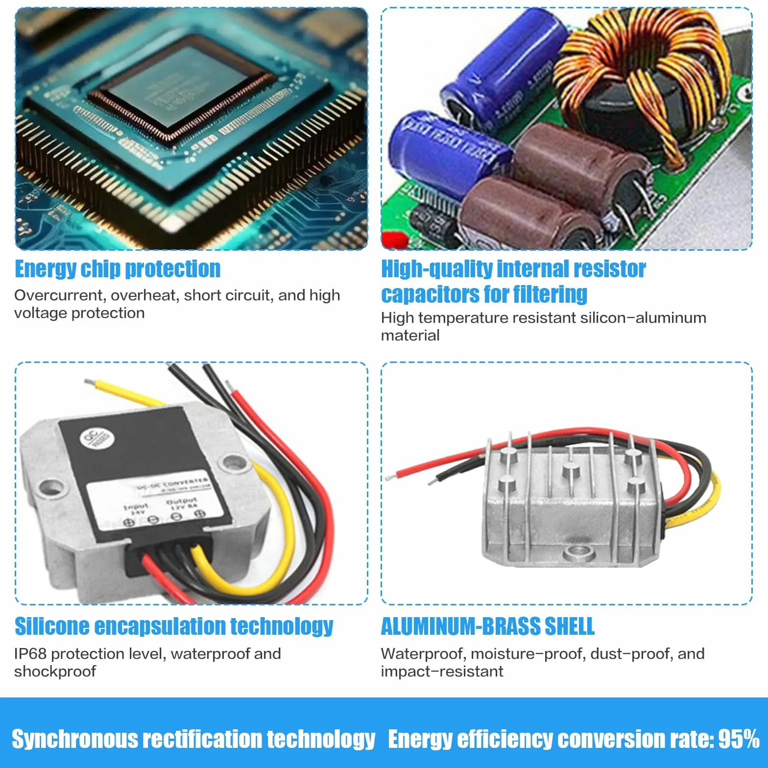 Przetwornica napięcia DC 8 V-40 V na 12 V 5 A 60 W, automatyczny regulator napięcia Step Up Down DC, wodoszczelność IP68, stabilizator napięcia 12 V i ogranicznik napięcia do silnika wentylatora