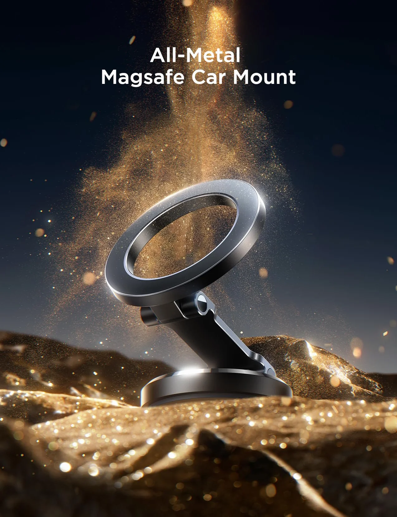 JOYROOM Pasuje do uchwytu samochodowego MagSafe, całkowicie metalowy i składany, magnetyczny uchwyt samochodowy do telefonu z magnesami 20 x N55 i regulacją 360°, uchwyt samochodowy do iPhone'a 16, 15