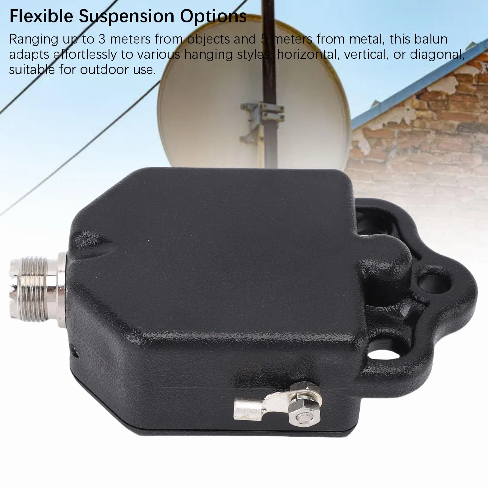 Fafeicy Minibalun 1:64 Balun Kompaktowy Balun 100 W dla FT8 FM AM FSK Zakres Częstotliwości 1–30 MHz z obudową ABS Łatwa Konfiguracja do Pracy z Radiem na Zewnątrz