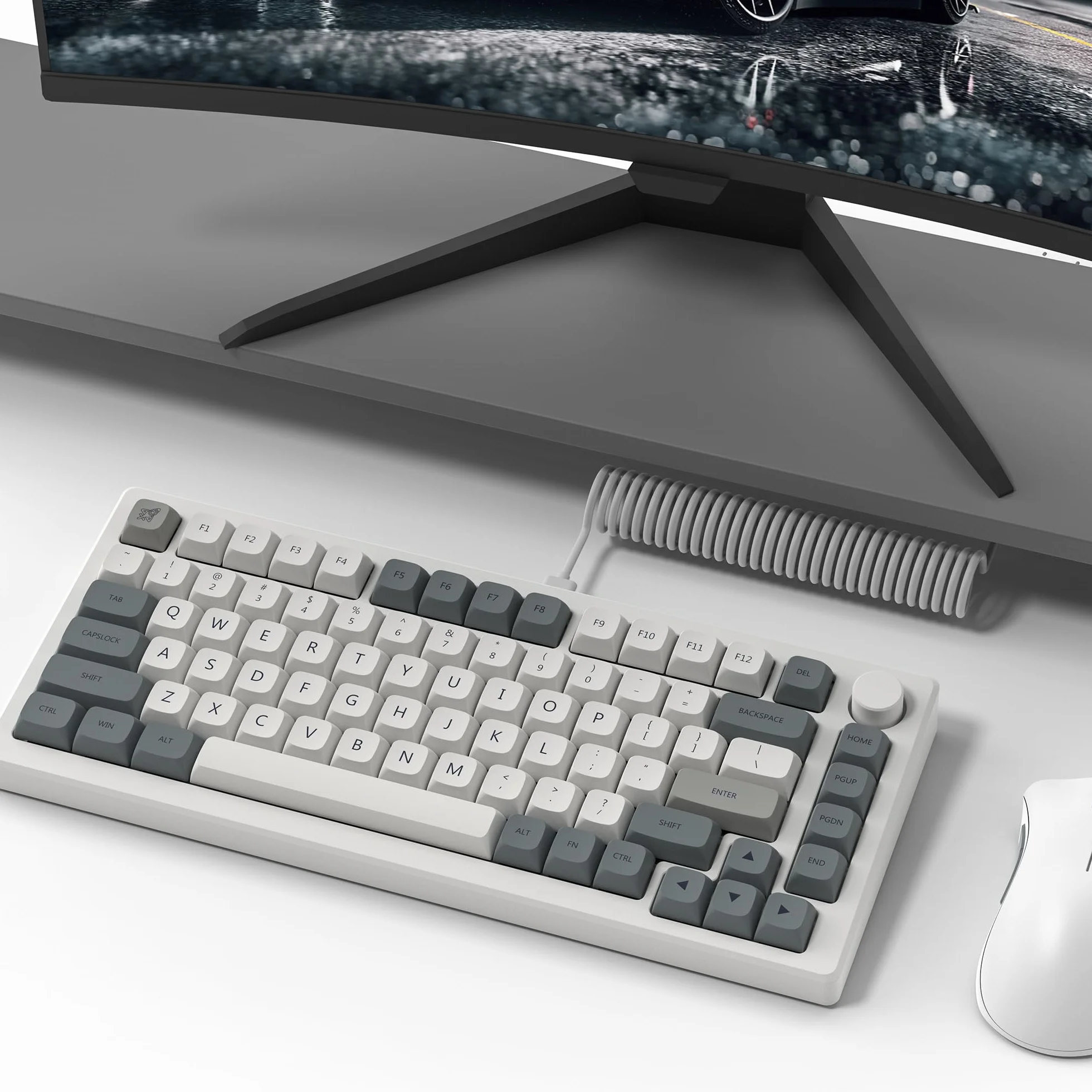 Klawisze retro szare PBT XDA Profile Keycaps 75% Dye-Sub Double Shot 139 klawiszy do klawiatury mechanicznej Gateron MX