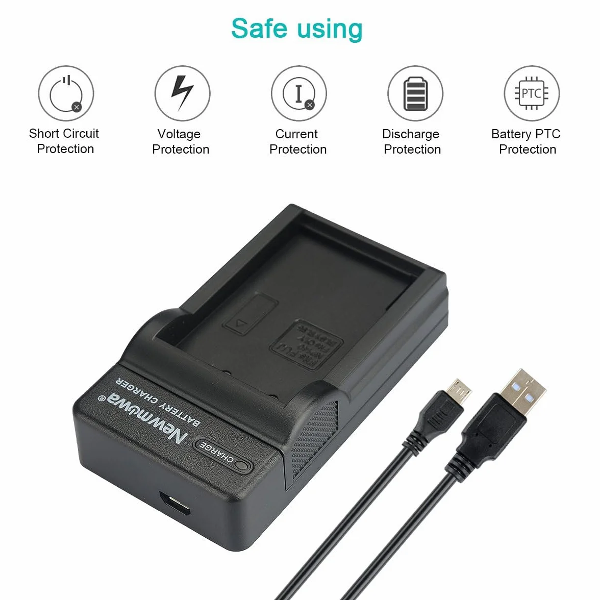 Newmowa BLS-5 zestaw zapasowych baterii (2 szt) i przenośnej ładowarki USB do Olympus BLS-5, BLS-50, PS-BLS5 i Olympus OM-D E-M10, PEN E-PL10, E-PL9, E-PL8, E-PL7, E-PL5, E‑PM2, Stylus 1