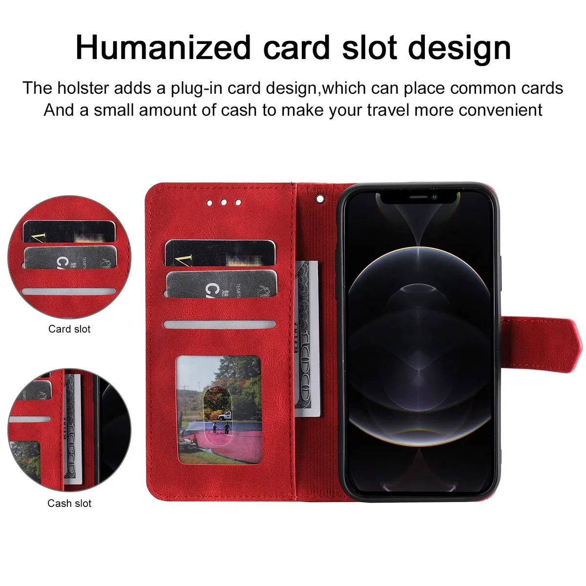 LTL Etui na telefon do iPhone 13 Mini/13/13 Pro/13 Pro Max, wysokiej jakości skórzane etui z klapką, etui z przegródkami na karty, podpórka, magnetyczne zamknięcie, czerwony, 13 6,1 cala