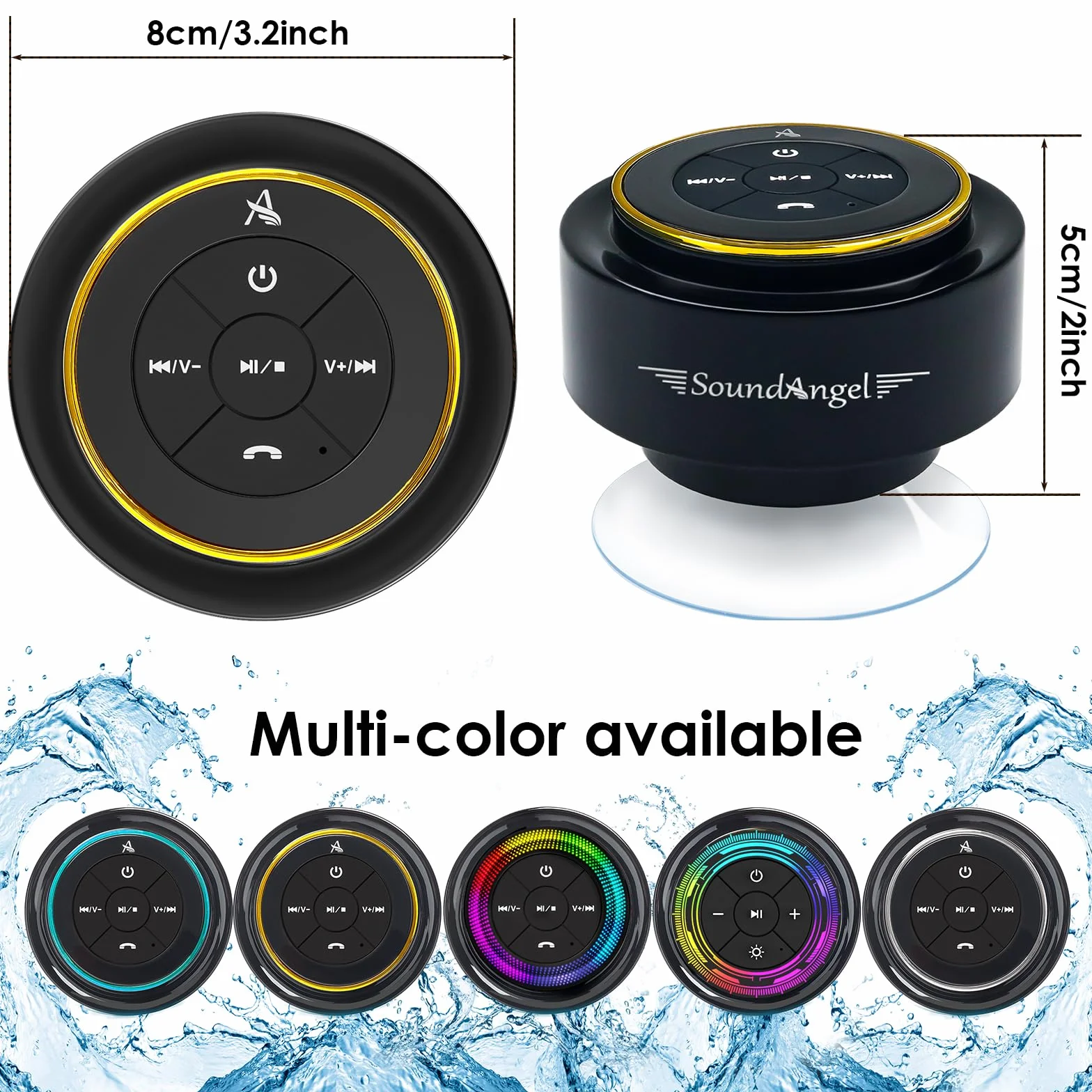 XLEADER Wodoodporny głośnik Bluetooth IPX7 z przyssawką i klipsem, mikrofon, bas
