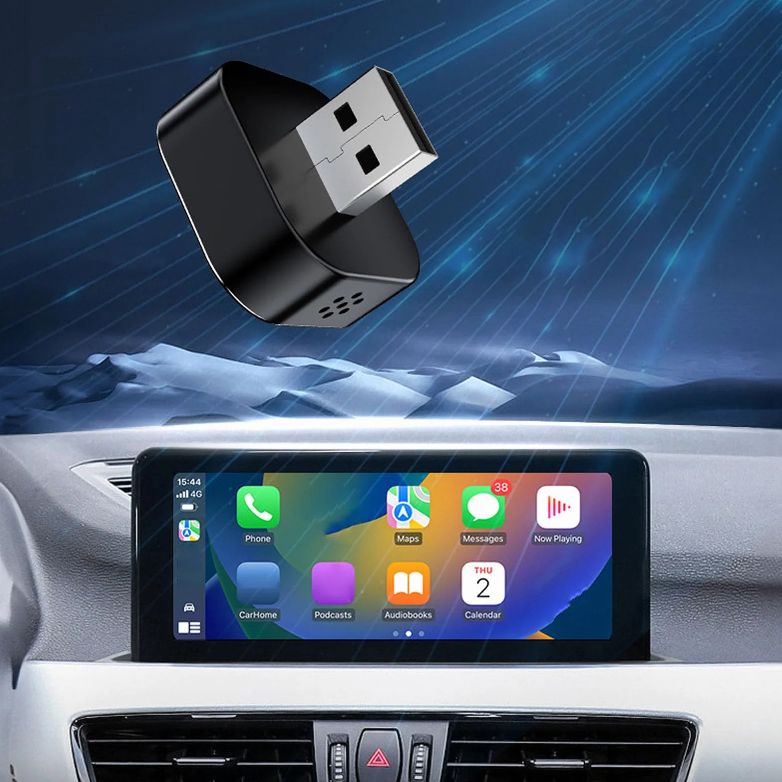 Goshyda Car Play Android Auto Bezprzewodowy Adapter 2 w 1, Podłączony do Bezprzewodowego Zasilacza Samochodowego z Automatycznym Połączeniem, Plug and Play dla Systemu OS X Android