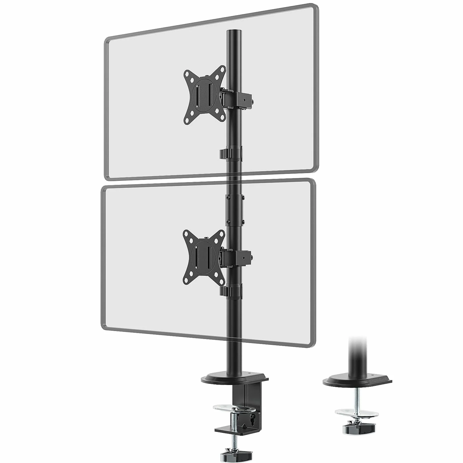 PUTORSEN Podwójny stojak na monitor, bardzo wysoki, 80 cm, pionowy uchwyt na monitor do monitorów 17-32 cali do 9 kg z obrotowym obrotem nachylenia, VESA 75 x 75-100 x 100 mm, PTMA66-L