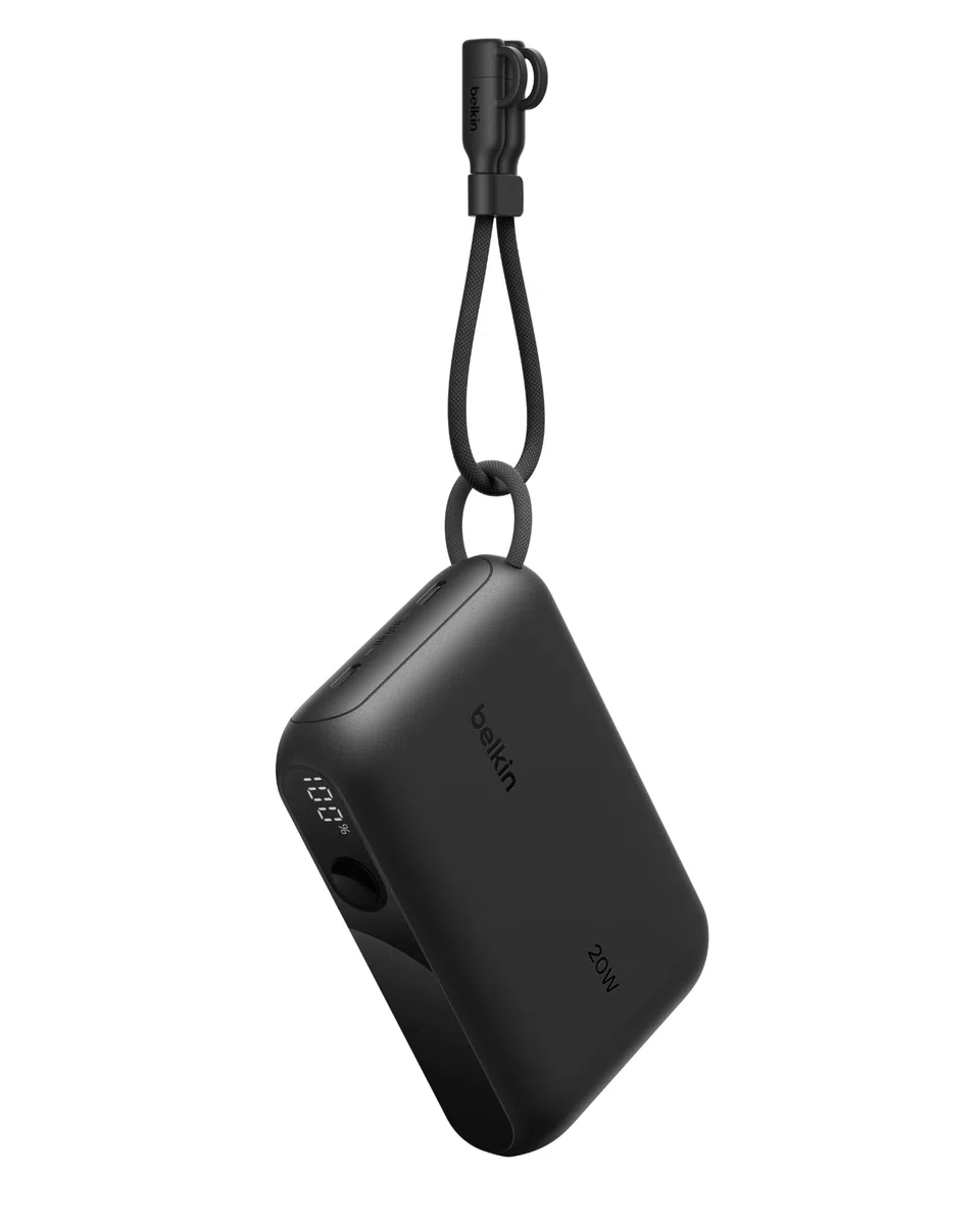 Belkin Power Bank 10000 mAh, Przenośna ładowarka z 2 portami USB-C, cyfrowy wyświetlacz, ładowanie urządzeń iPhone serii 16 i 15, Samsung Galaxy S25, S24, Pixel 9, iPad z mocą 20 W – Czarna