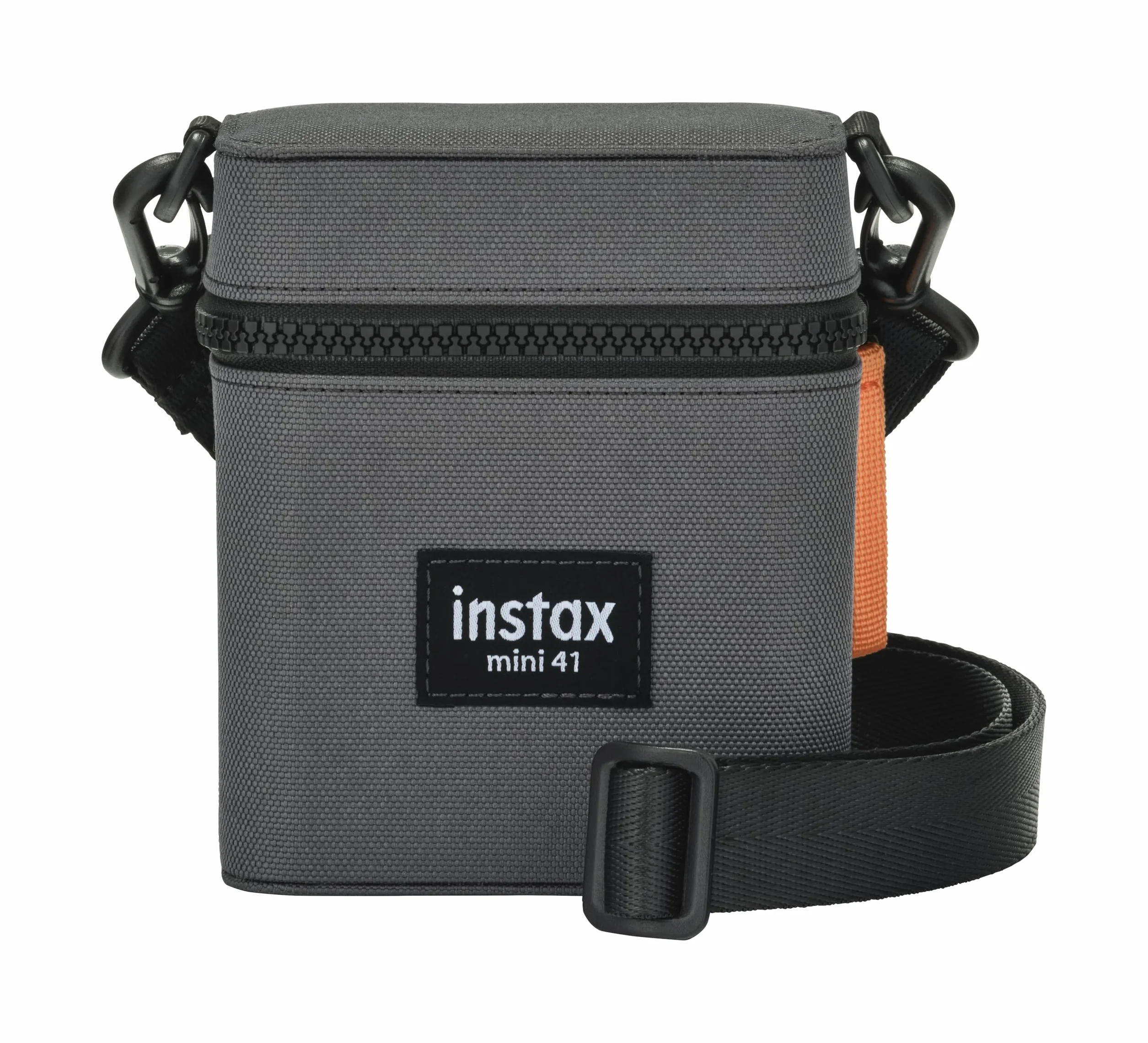instax Mini 41 etui na aparat błyskawiczny z paskiem na ramię, zapinaną na zamek błyskawiczny etui na aparat i tylną kieszenią foliową, wykończone hartowaną tkaniną Charcoal Grey
