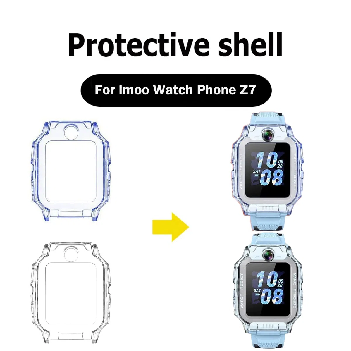 2 sztuki etui do imoo Watch Phone Z7, silikonowe, odporne na wstrząsy, elastyczne etui, ultracienkie przenośne etui ochronne do imoo Z7, niebieskie i przezroczyste