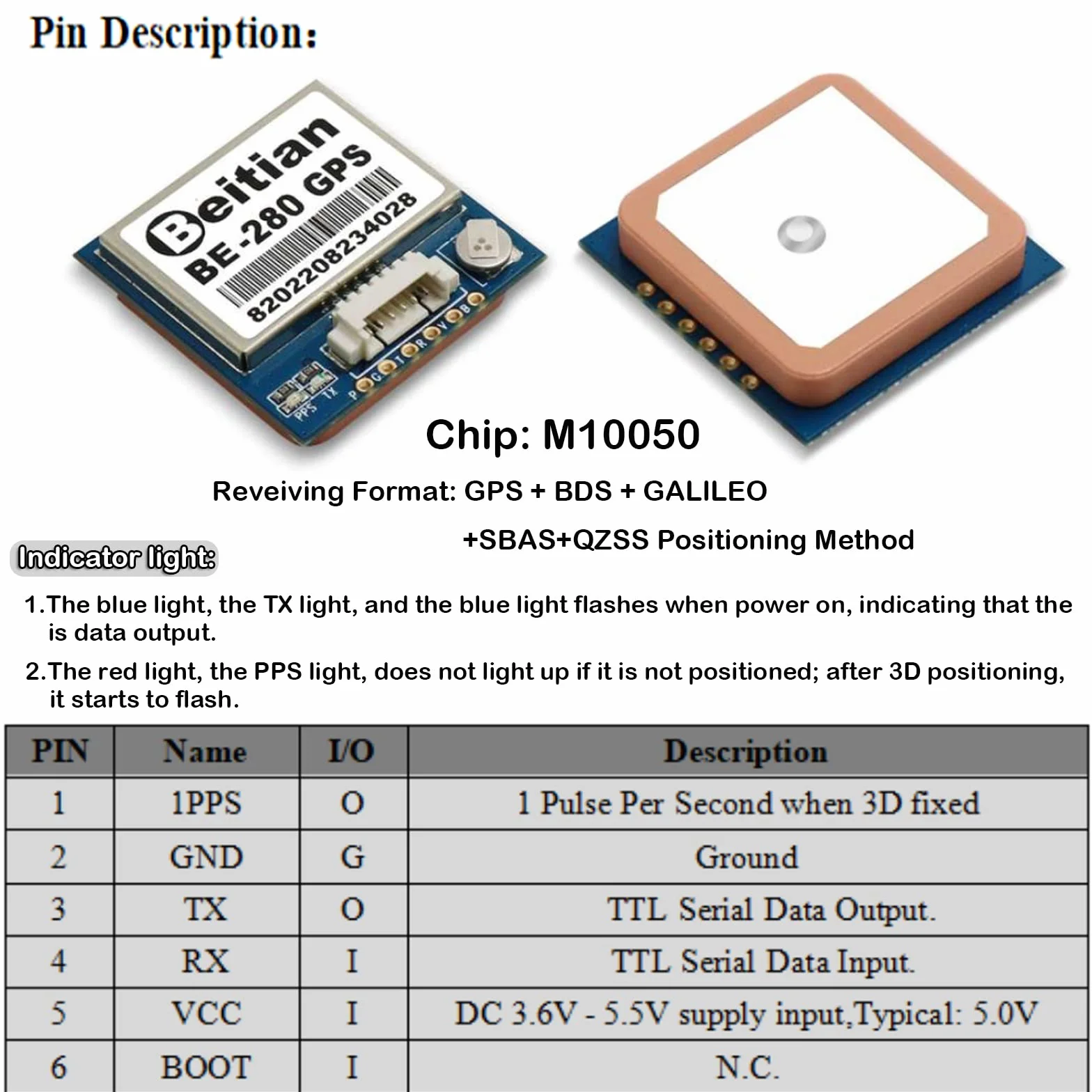 BE-280 moduł GPS M10050 chip z 4M Flash TTL Level 38400 bps Beidou antena GPS do Arduino Raspberry Pi Aircraft Pixhawk APM Flight Controller