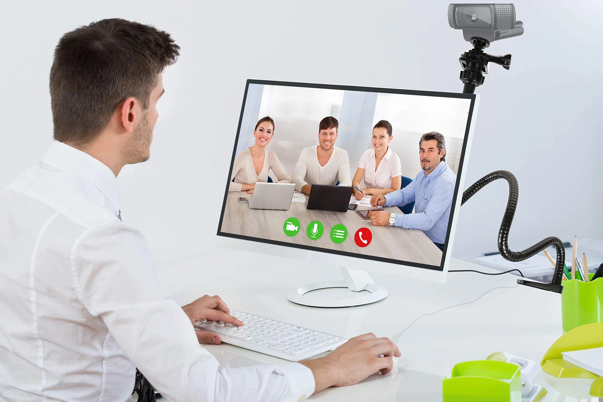 OMOTOOL 25-calowy wytrzymały stojak na kamerę internetową długi uchwyt zaciskowy uchwyt do kamery internetowej Logitech C925e C922x C922 C930e C930 C920 C615, kamery GoPro