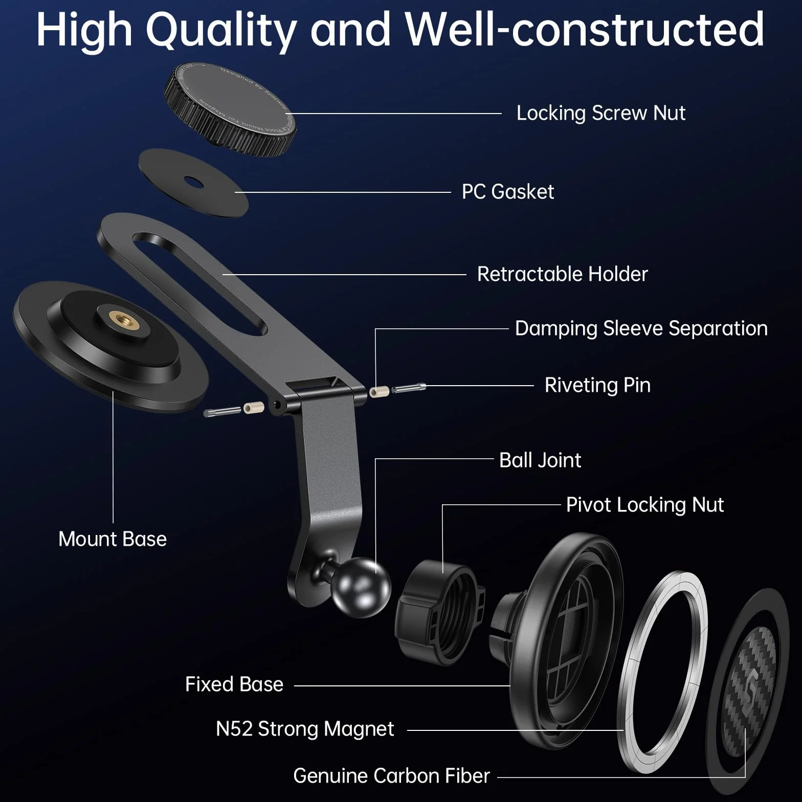 SYNCWIRE Pasuje do uchwytu samochodowego MagSafe do uniwersalnej deski rozdzielczej, ekranu Tesla, magnetycznego uchwytu na telefon do samochodu, składane ramię ze stopu aluminium, super stabilny