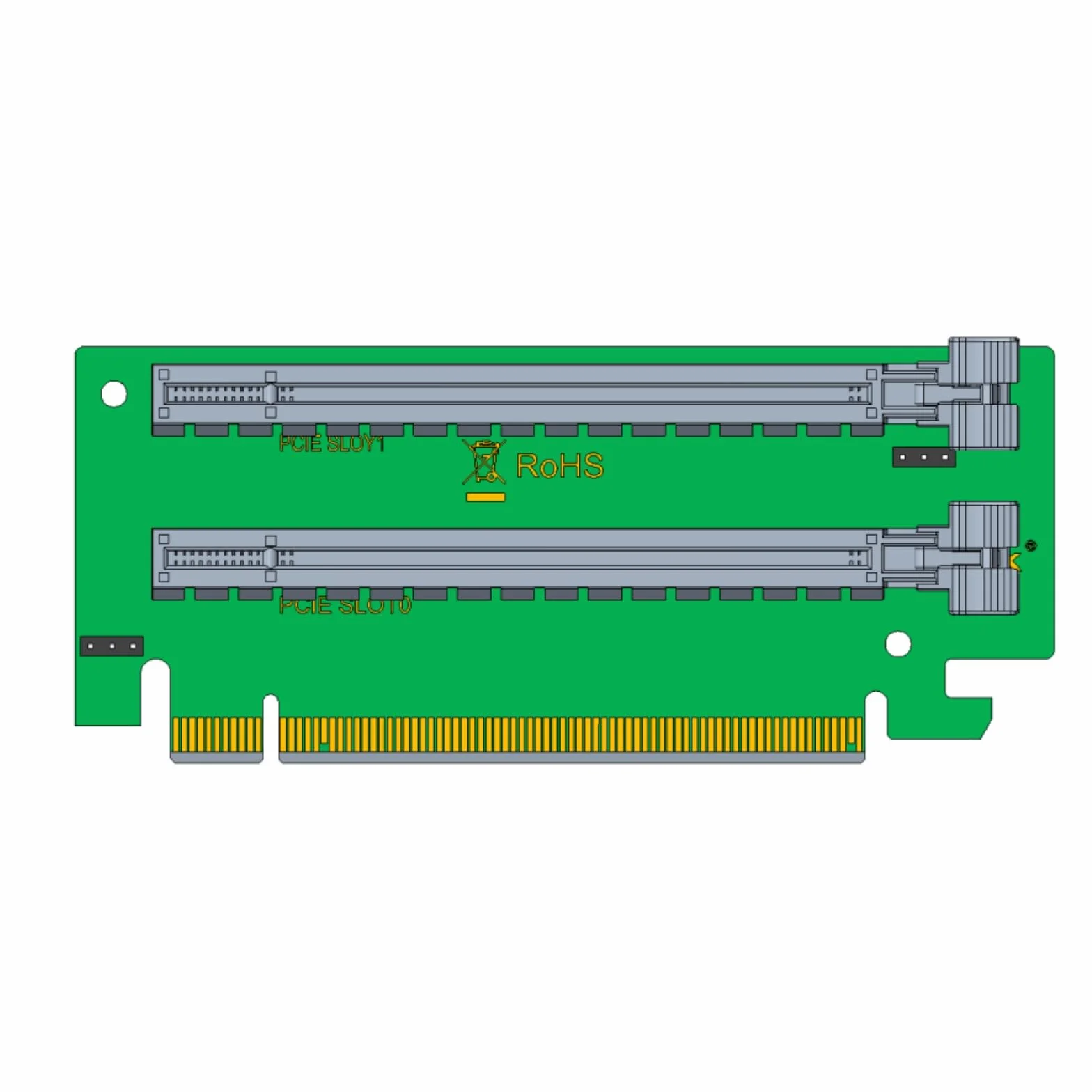 PCI-Express 16x Riser Card 2 Slot 270-Degree R-Angle Riser Adapter Card for 1U 2U, Requires Motherboard BIOS Support for Bifurcation, RS44SR-2(210)