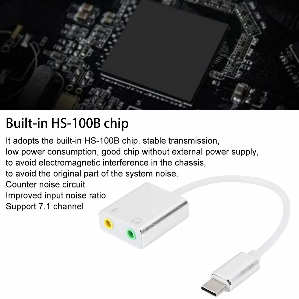 Adapter Audio USB C Zewnętrzna Karta Dźwiękowa Stereo z Gniazdem Słuchawkowym i Mikrofonowym 3,5 Mm dla Systemów Windows, Mac, Linux, PC, Laptopów, Komputerów Stacjonarnych,