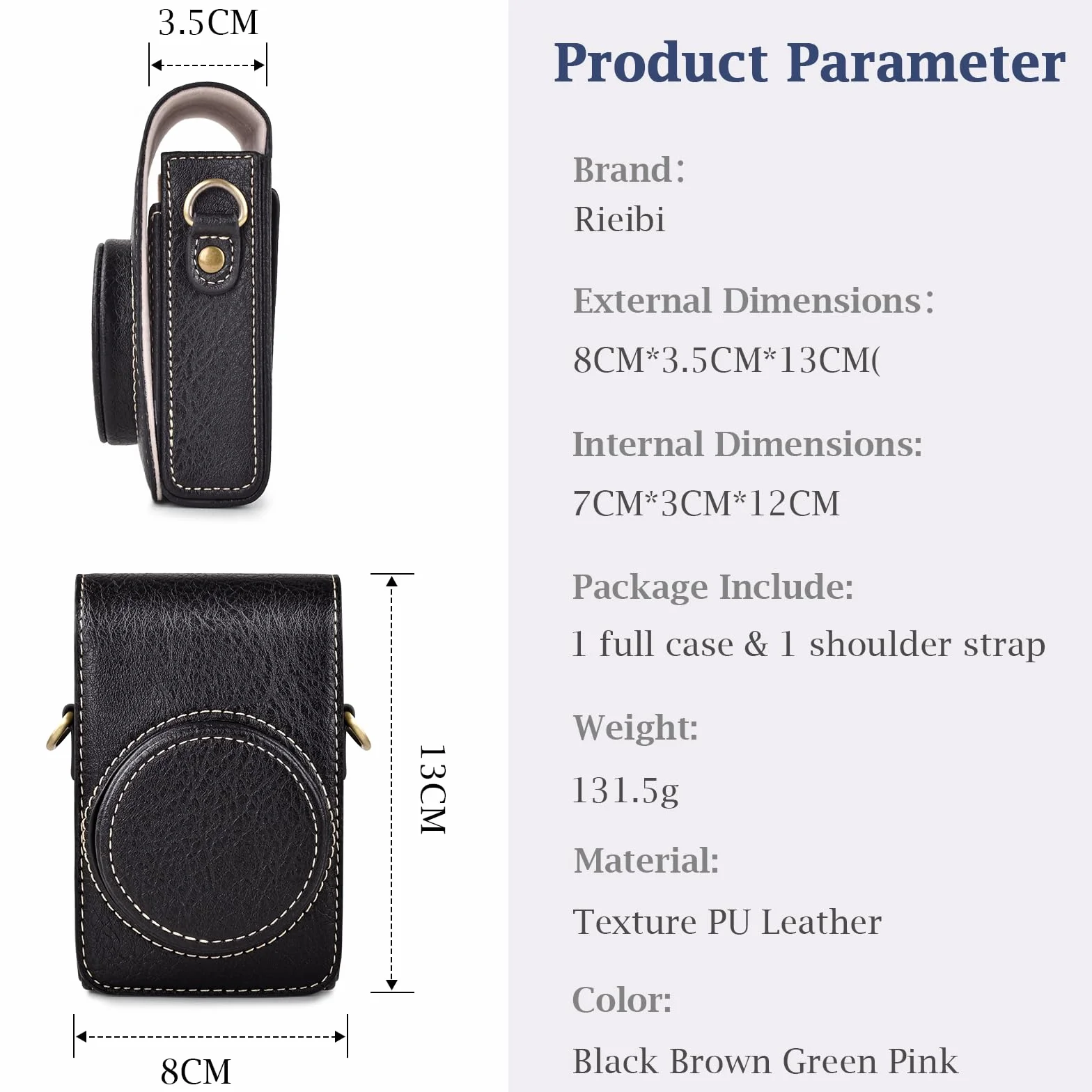 Rieibi Etui na aparat Sony RX100 Series – skórzane etui retro do GR IIIx/GR III/Sony RX100 II III IV V VI VII, Tekstura czarna, Nowa wersja