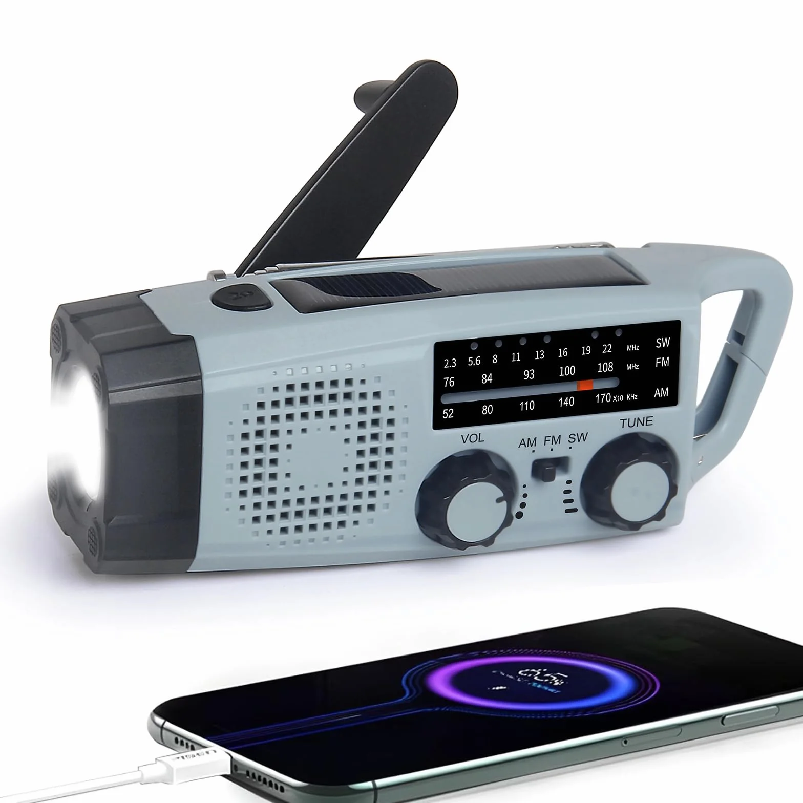 Radio Awaryjne, 2000mAh Radio na Korbkę ładowarka Słoneczna Power Bank Radios USB AM/FM z Alarmem SOS Latarka Małe Radiotelefon Kieszonkowe do Użytku Wewnątrz, Zewnątrz Kempingu