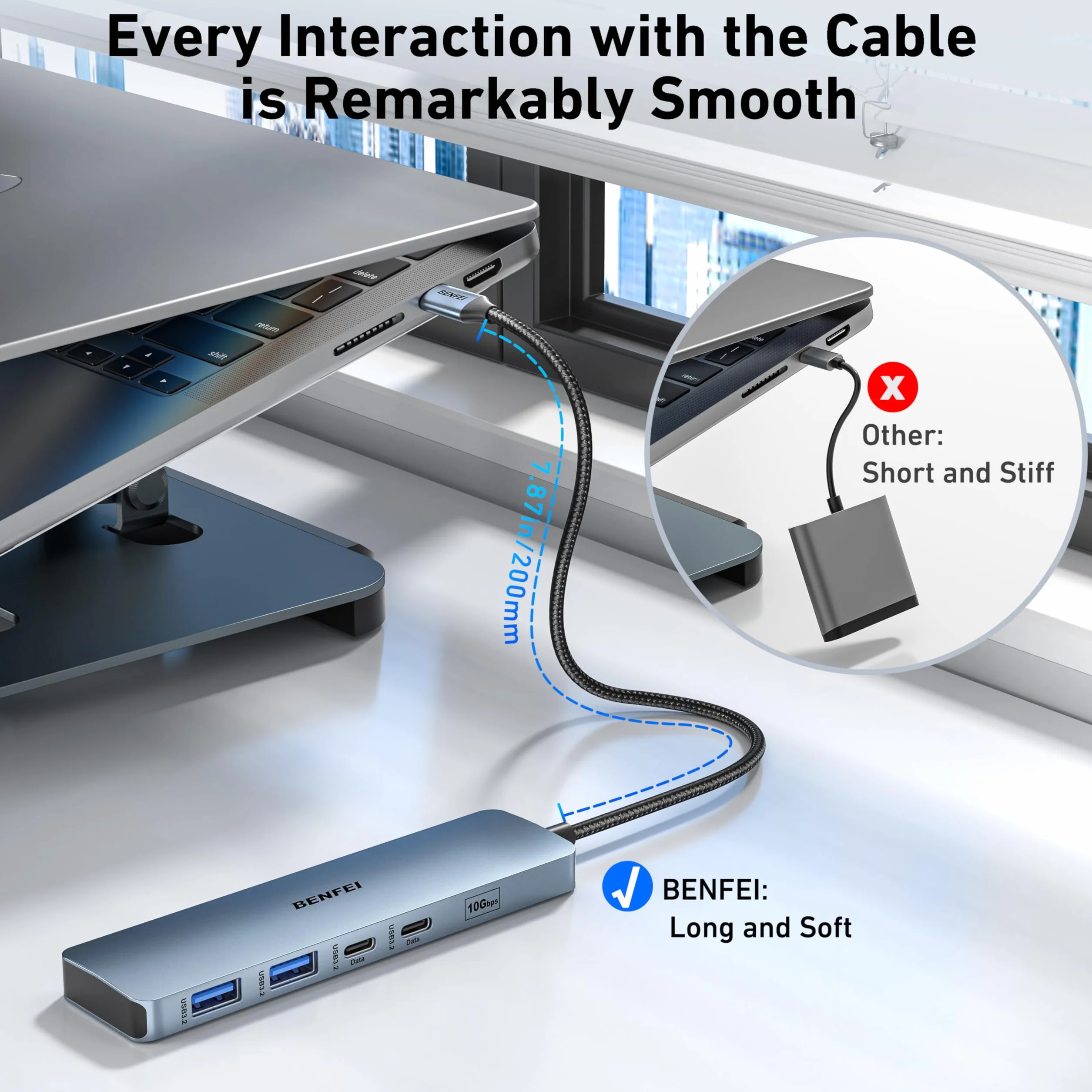 BENFEI USB C Hub 6 w 1 HDMI 4K@60Hz 100W 10 Gb/s USB-A USB-C Aluminium