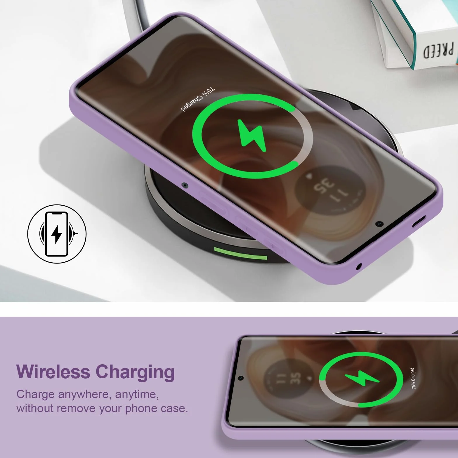 Etui do Motorola Edge 50 Ultra, miękkie silikonowe etui z ochroną aparatu, odporne na wstrząsy, smukłe etui z podszewką z mikrofibry, Fioletowy