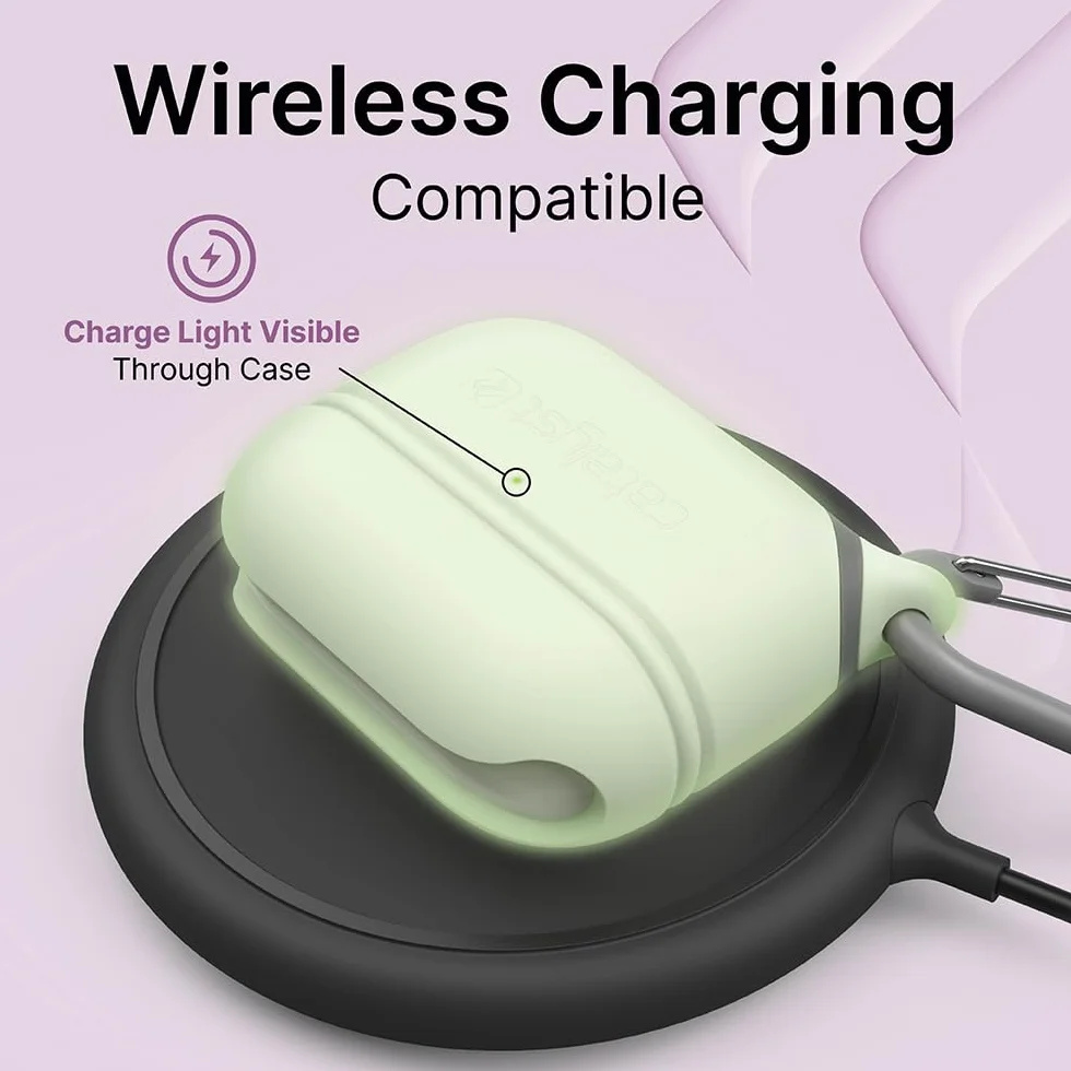 Catalyst Wodoodporna obudowa do AirPods Pro (1. i 2. generacji), silikon ochronny, ładowanie bezprzewodowe, karabińczyk, odporne na wstrząsy - akcesoria Apple - Glow in the Dark