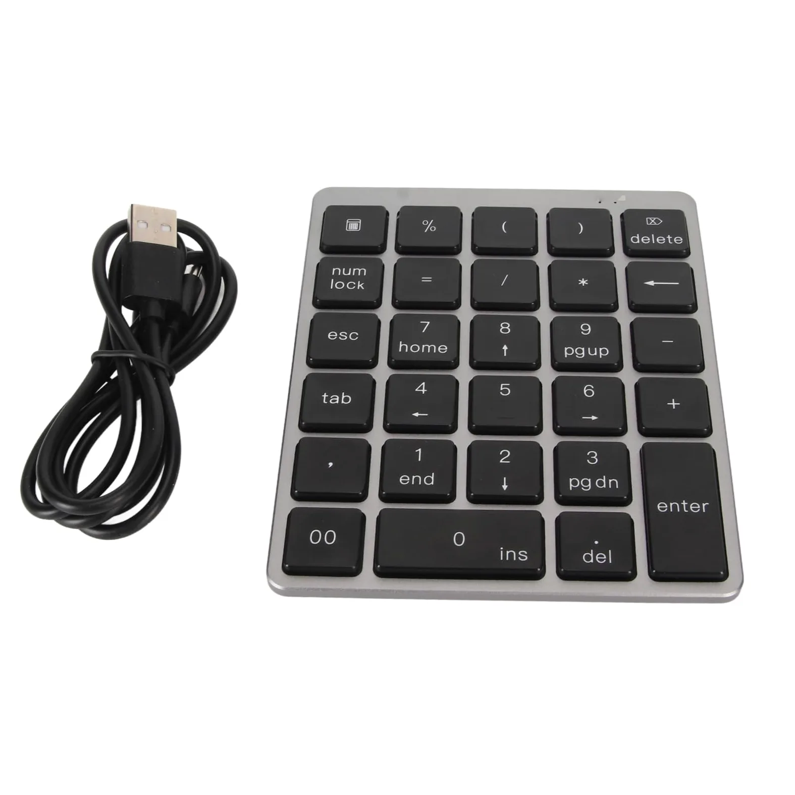 Bezprzewodowe Podkładki Numeryczne, Klawiatura Numeryczna USB Bluetooth, 28 Klawiszy Przenośna Mini księgowość Finansowa Ładowalna Klawiatura Numeryczna do Laptopa, Komputera (Ciemny szary)