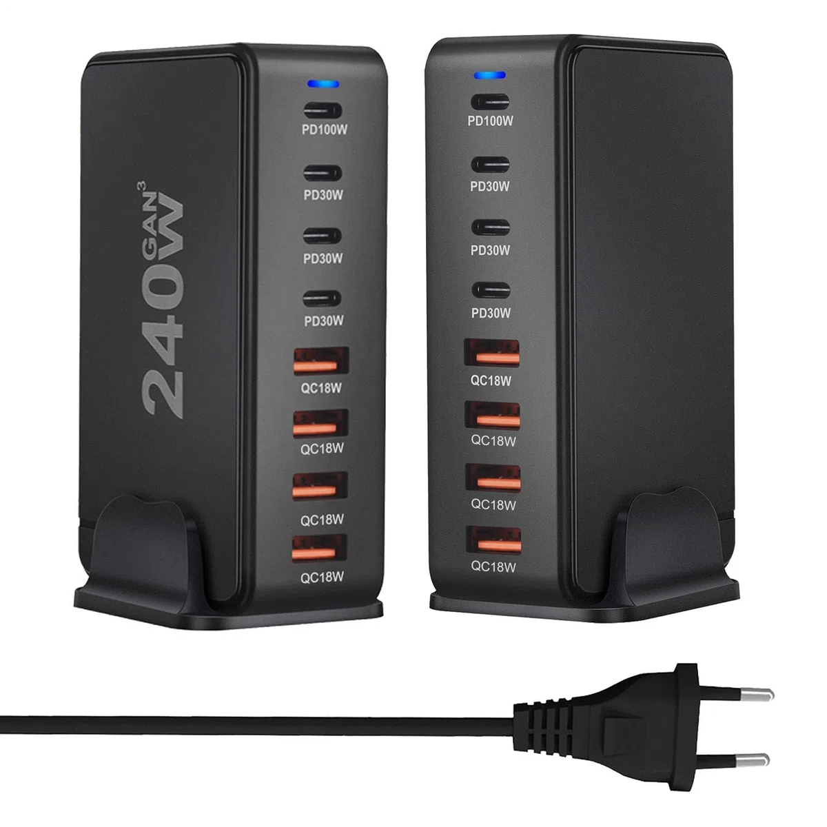 Ładowarka Pd - 8-portowa stacja ładująca PD - ładowarka USB C QC zasilacz | do laptopa z super szybkim ładowaniem do podróży biurowych