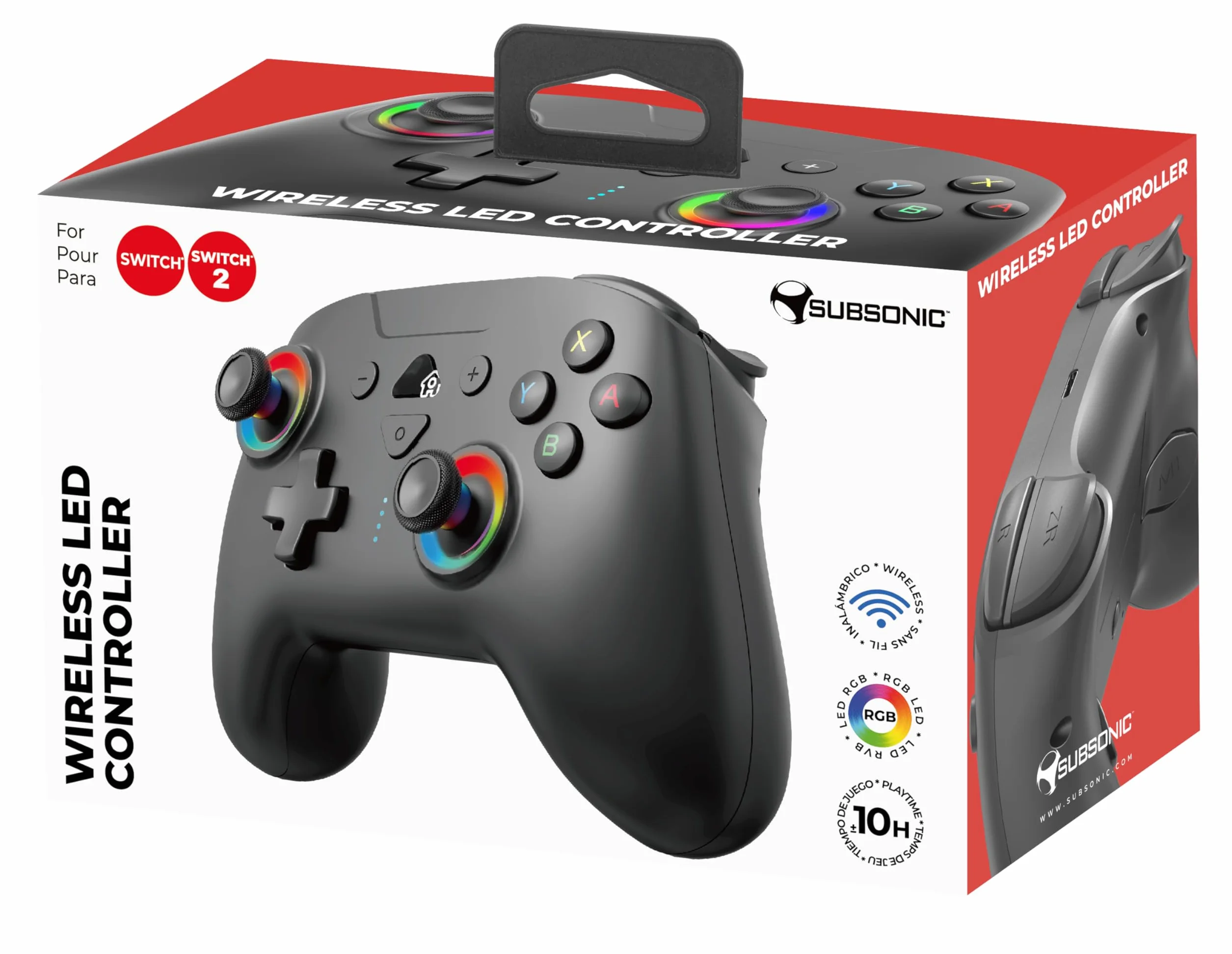 Subsonic Bezprzewodowy kontroler Bluetooth do Switch OLED – diody LED, wibracje, 6-osiowy żyroskop, czarny