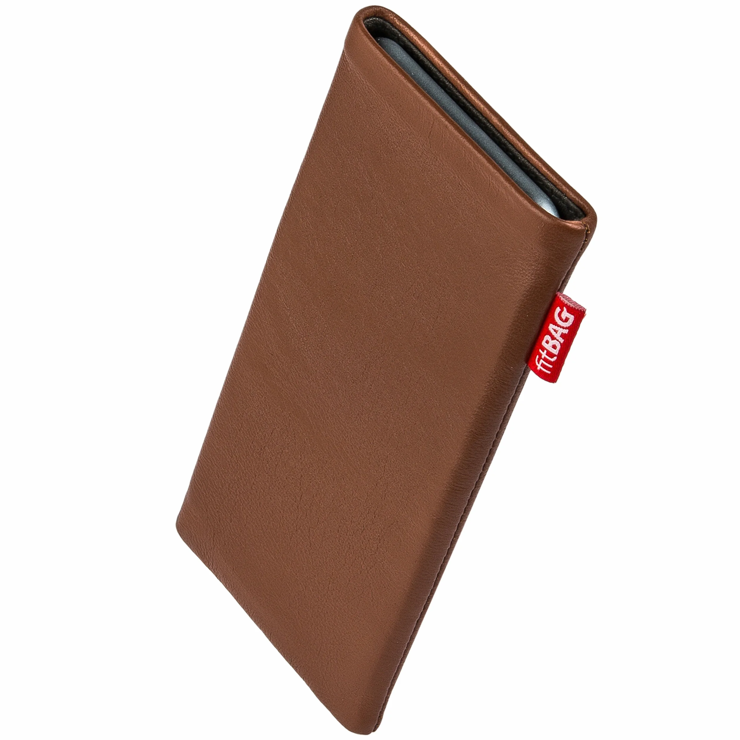 fitBAG Beat Cognac pokrowiec na telefon komórkowy do Onyx Boox Palma 2 pokrowiec z prawdziwej skóry Nappa z wyściółką z mikrofibry | Etui z funkcją czyszczenia | Made in Germany