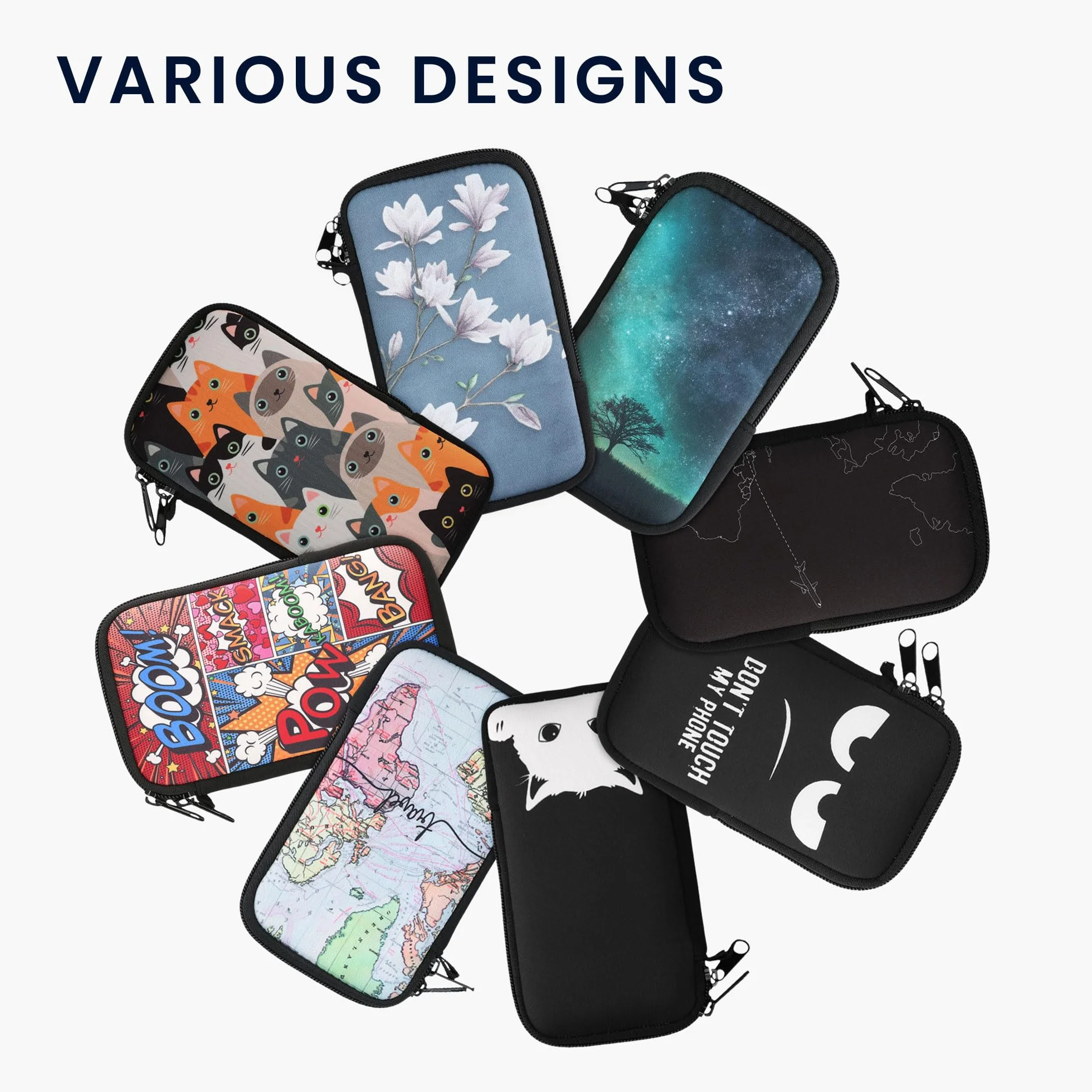 kwmobile Neoprenowy rękaw na smartfon rozmiar M - 14.0 cm - etui amortyzujące wstrząsy - ochronna torba na telefon - pingwiny szary/żółty/brązowy